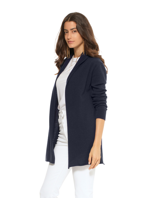 Monticelli Pure Cashmere Open Front Cardigan Night Blue Made In Italy 1