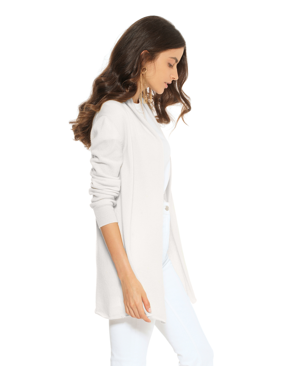 Monticelli Pure Cashmere Open Front Cardigan Off White Made In Italy 1