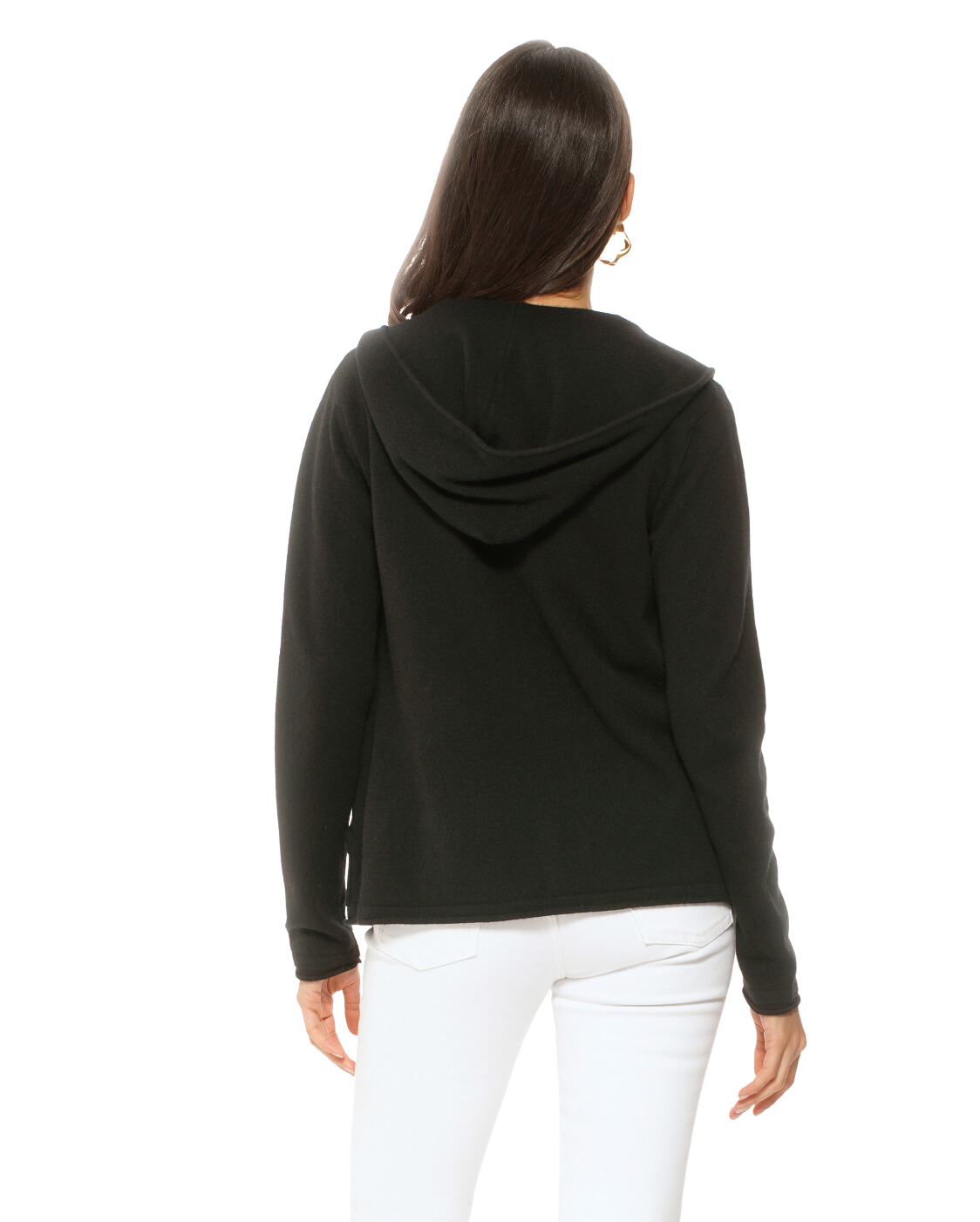 Monticelli Women's Pure Cashmere Hoodie Sweater Black  2