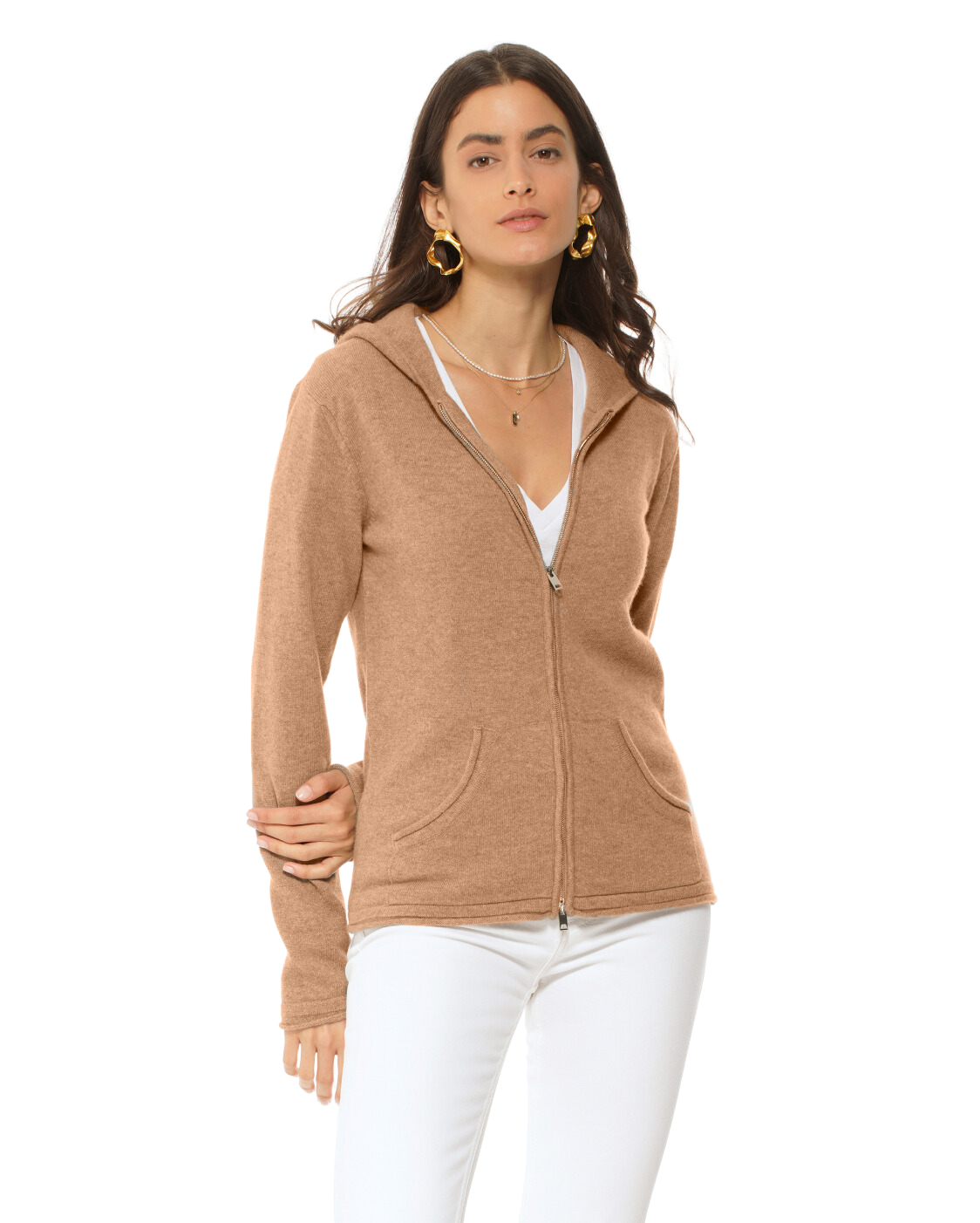 Cashmere hooded sweater women's shop