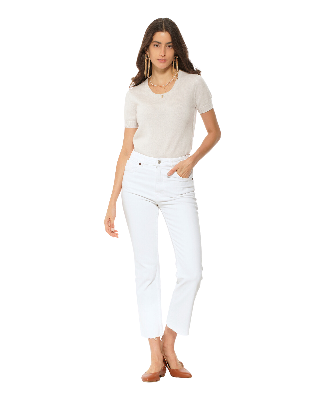 Monticelli Women's Pure Cashmere T-Shirt Light Grey Made In Italy 5