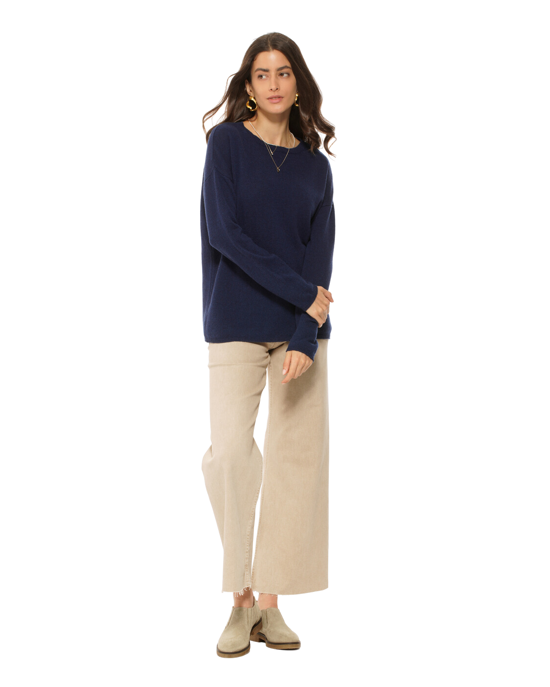 Monticelli Women's Oversized Cashmere Boatneck Sweater Blue 4