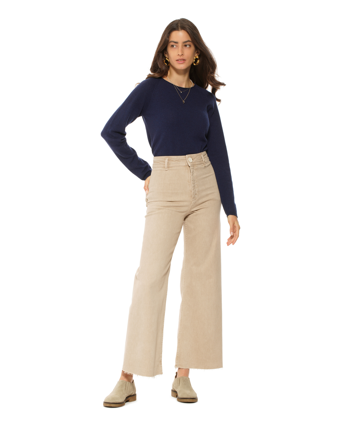 Monticelli Women's Ultralight Cashmere Raglan Crew Neck Sweater Night Blue 3