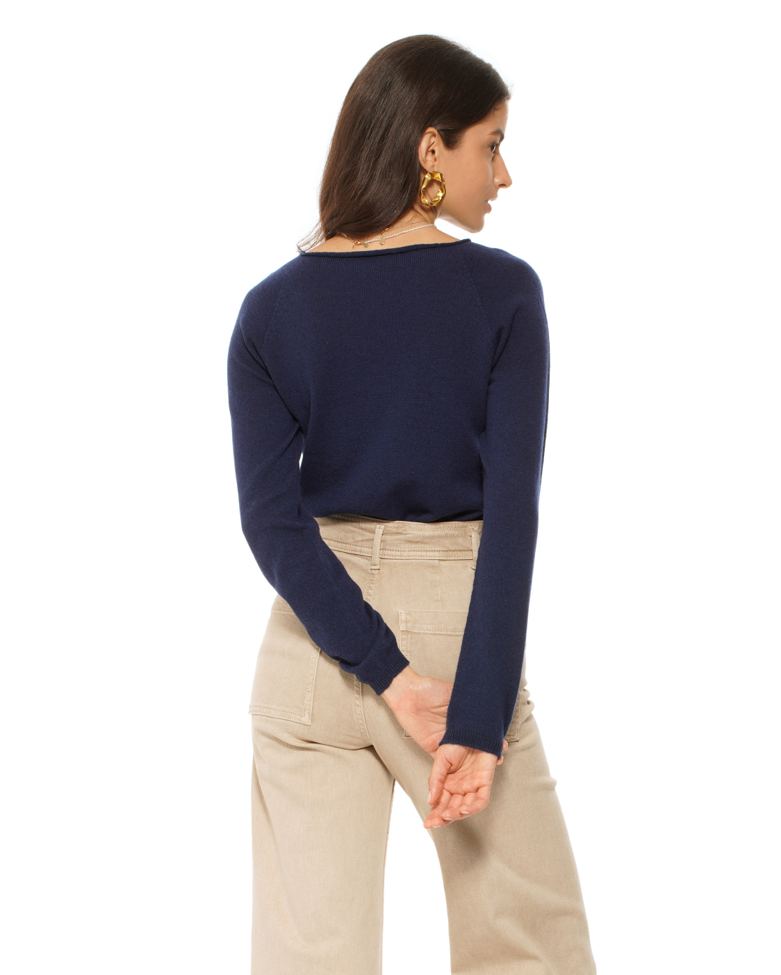 Monticelli Women's Ultralight Cashmere Raglan Crew Neck Sweater Night Blue 4