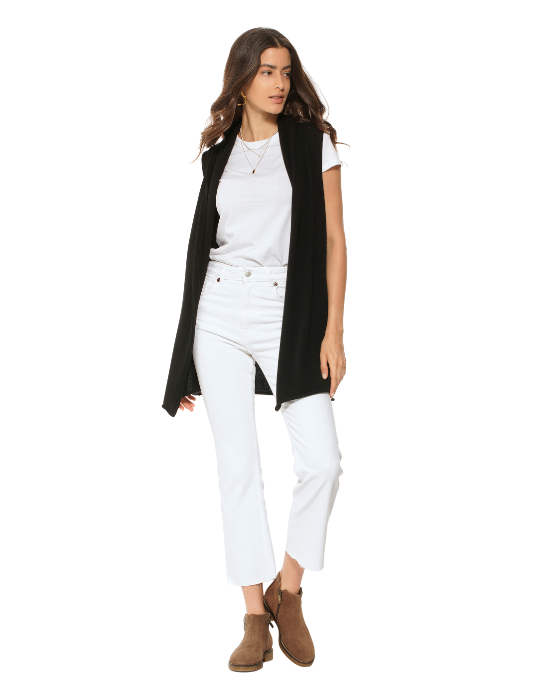Monticelli Women's Pure Cashmere Sleeveless Cardigan Black Made In Italy 4