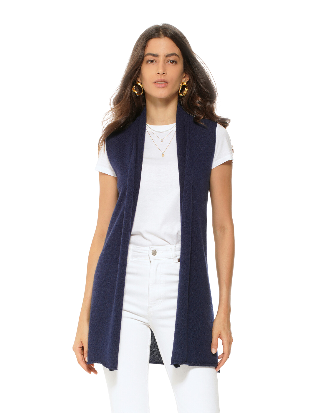 Monticelli Women's Pure Cashmere Sleeveless Cardigan Blue 1