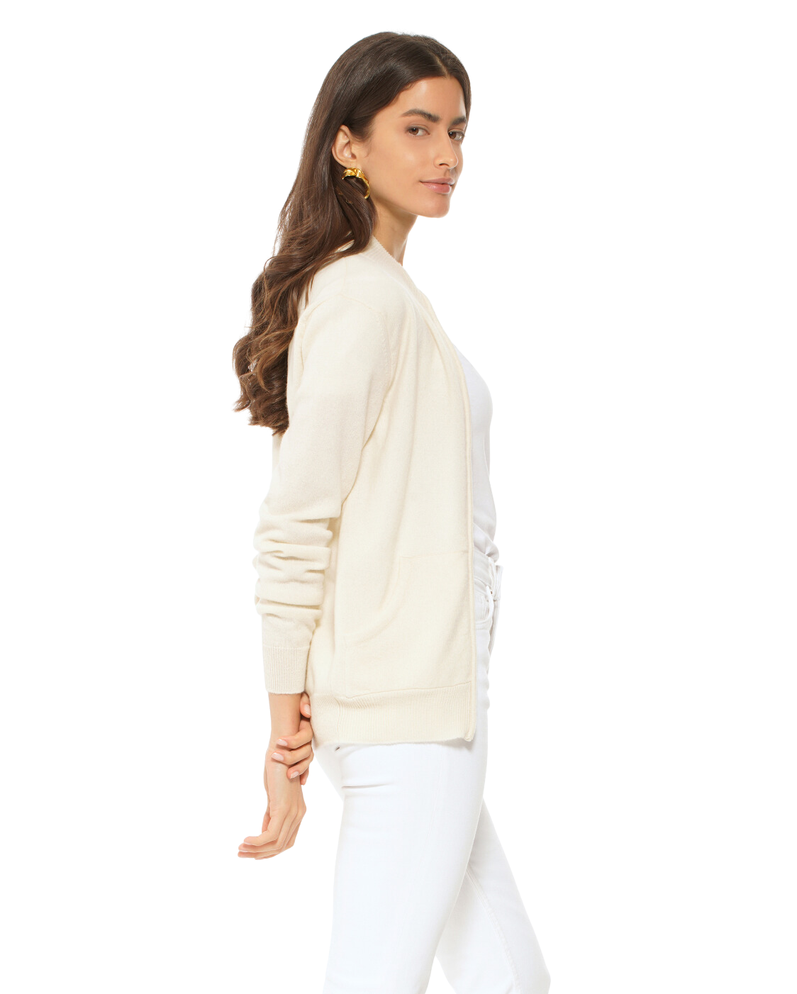 Monticelli Women's Cashmere Zip Cardigan Milk White Made In Italy 3