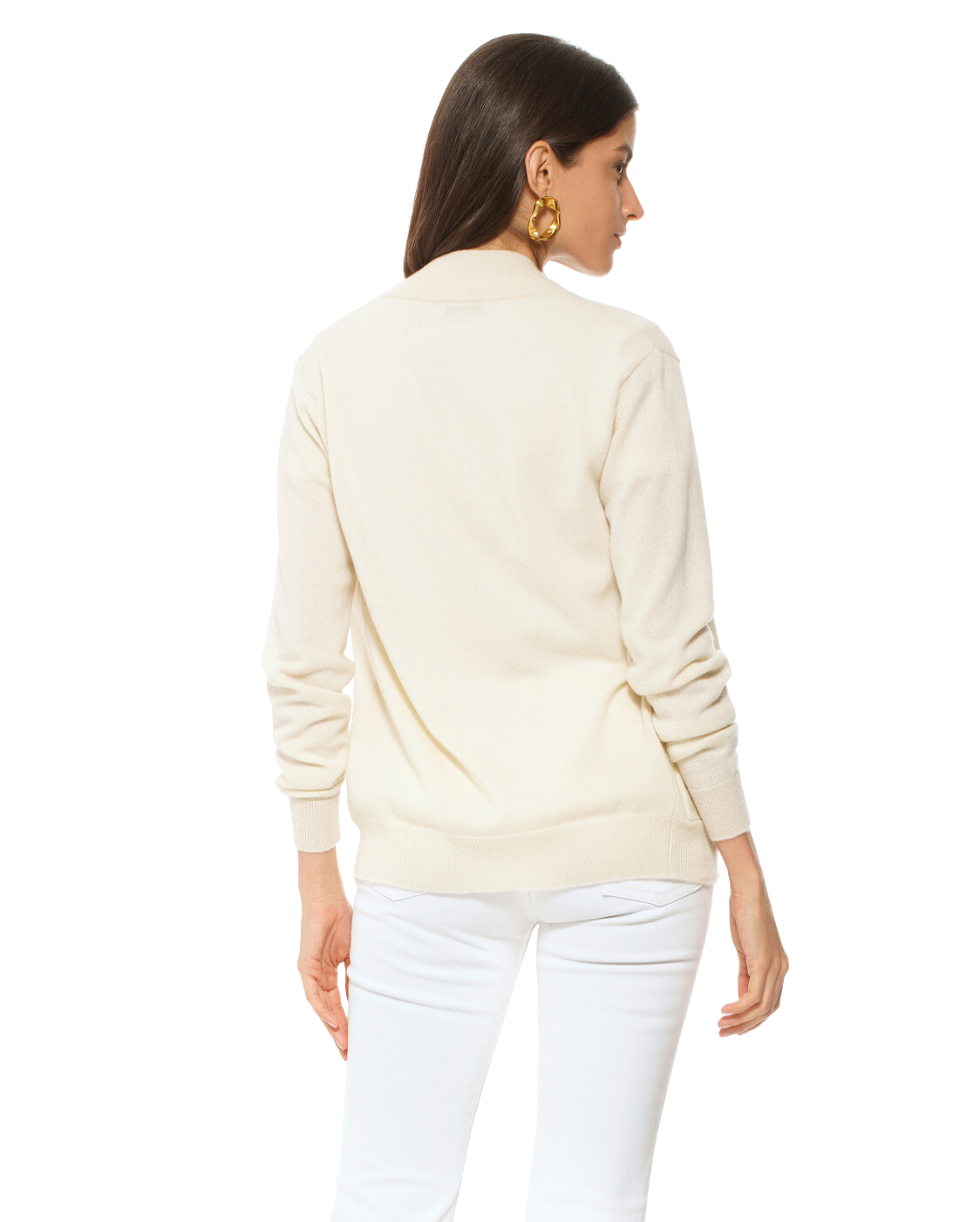 Monticelli Women's Cashmere Zip Cardigan Milk White Made In Italy 4