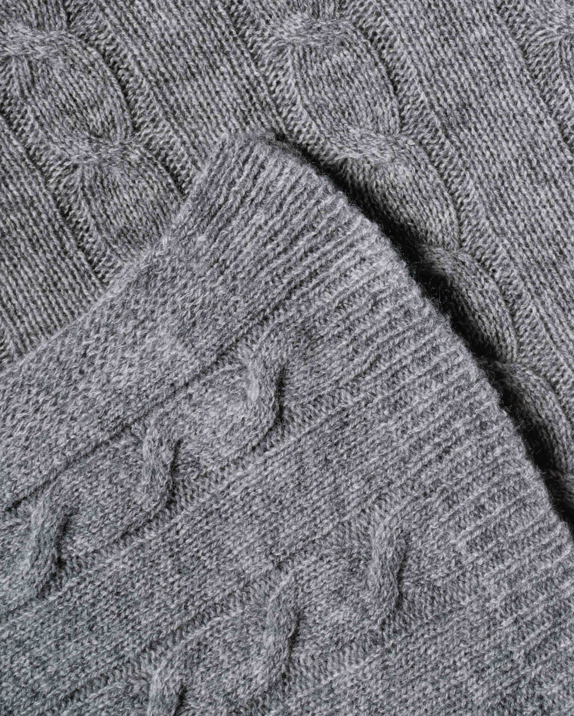 Monticelli Pure Cashmere Cable Knit Poncho Melange Gray Made In Italy 8