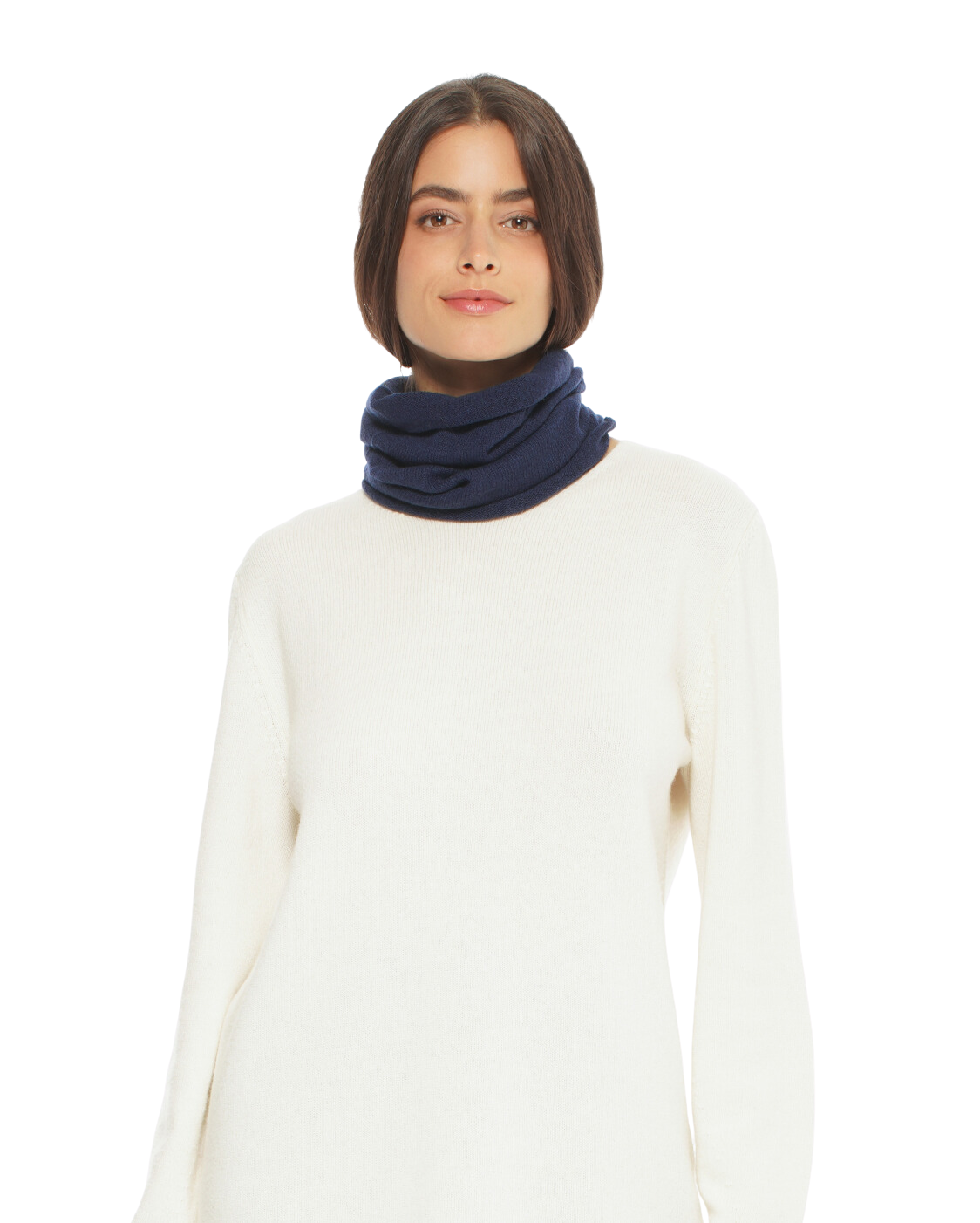 Monticelli Women's Pure Cashmere Collar Scarf Blue Made In Italy 1