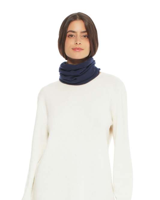 Monticelli Women's Pure Cashmere Collar Scarf Blue Made In Italy 1