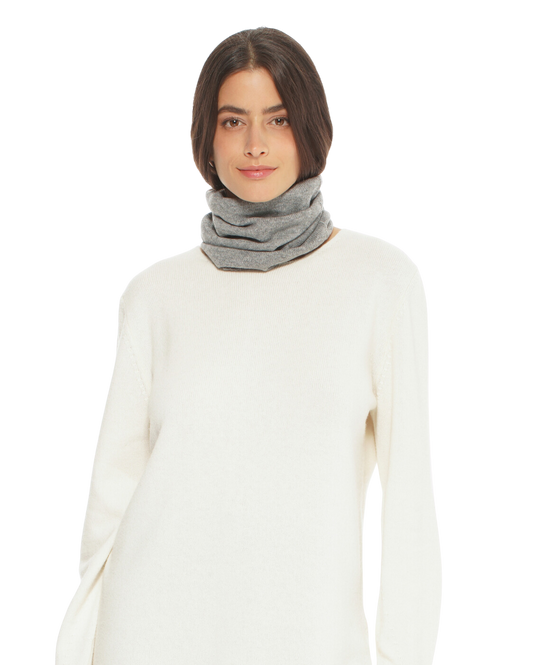Monticelli Women's Pure Cashmere Collar Scarf Medium Grey 1