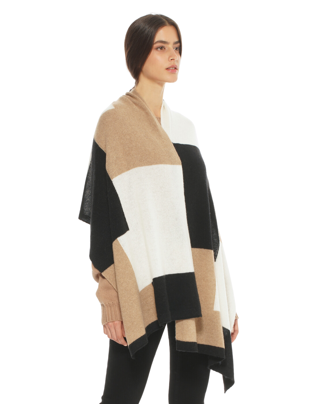 Monticelli Women's Cashmere Mondrian Scarf Black Combo 3