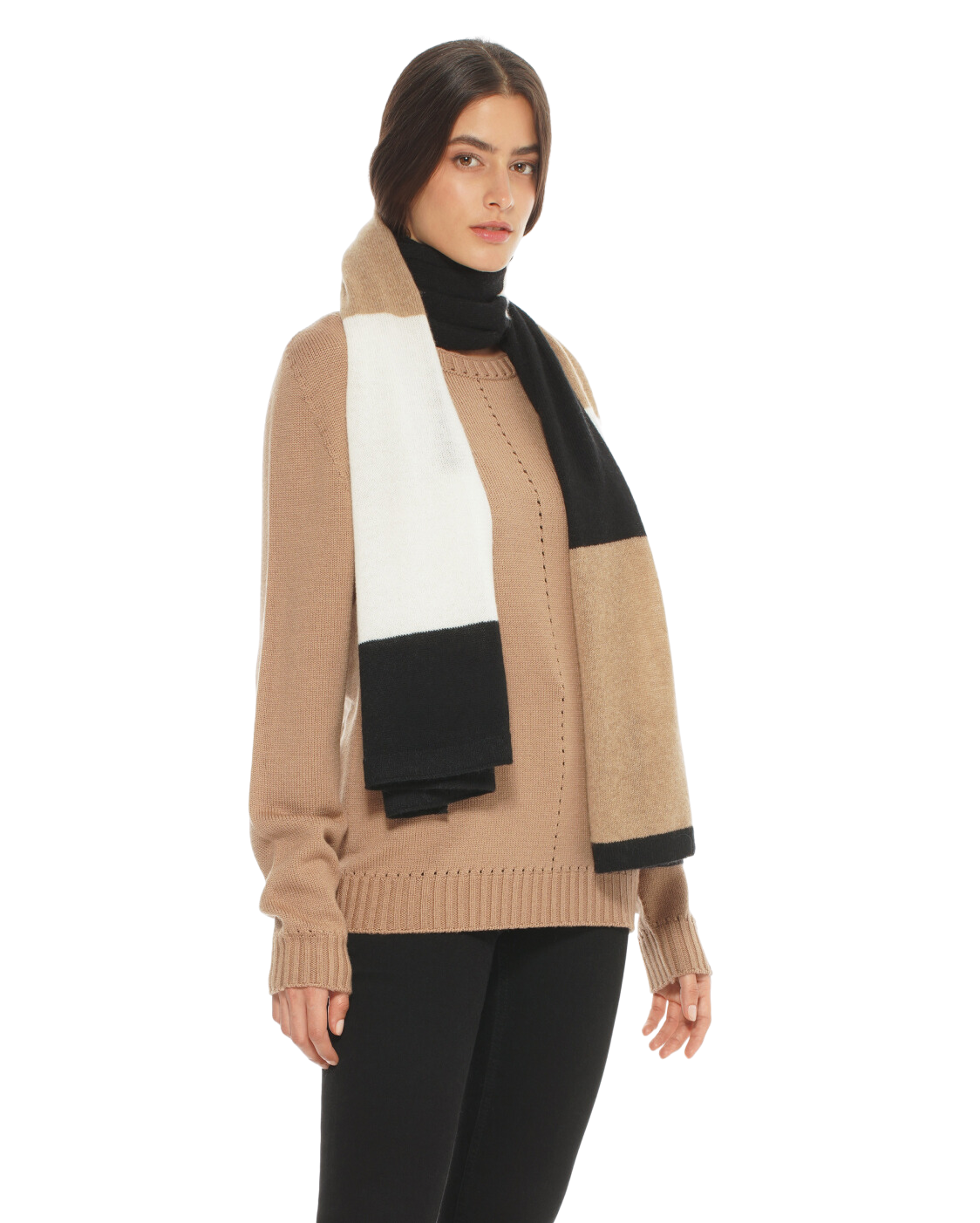 Women's Cashmere Mondrian Scarf Black Combo 4