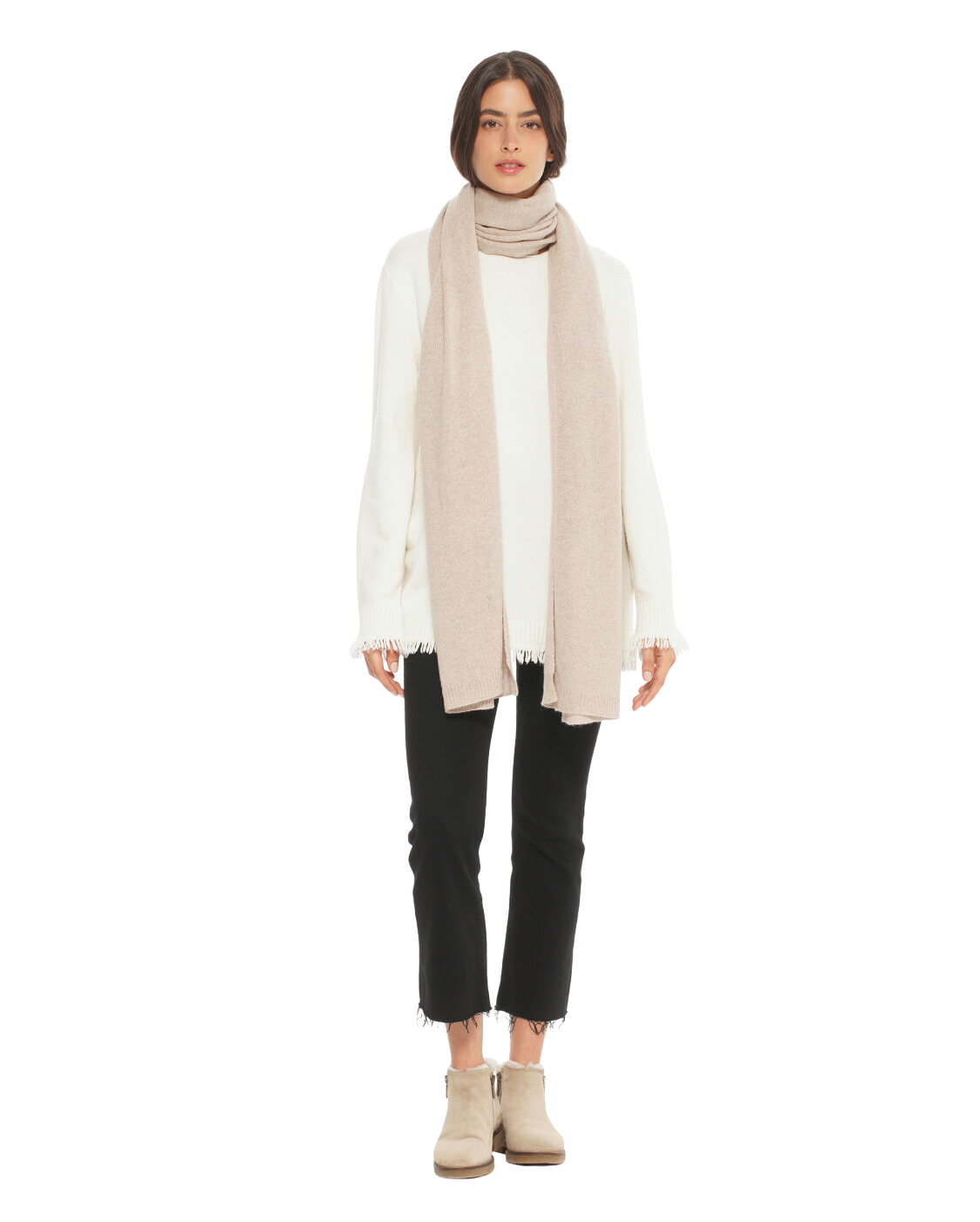 Monticelli Women's Cashmere Wrap Scarf Made In Italy Beige 2