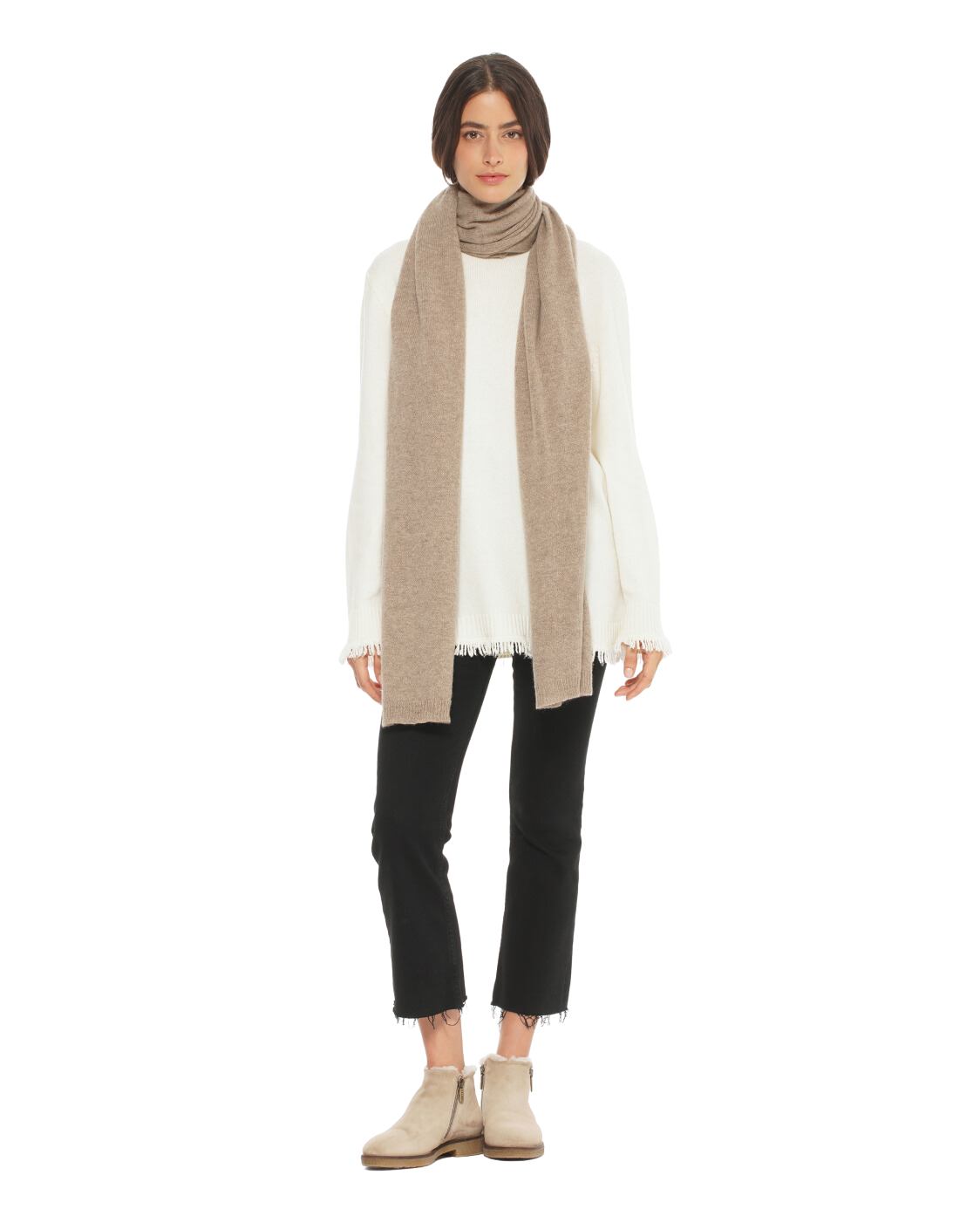 Monticelli Women's Cashmere Wrap Scarf Made In Italy Taupe 2