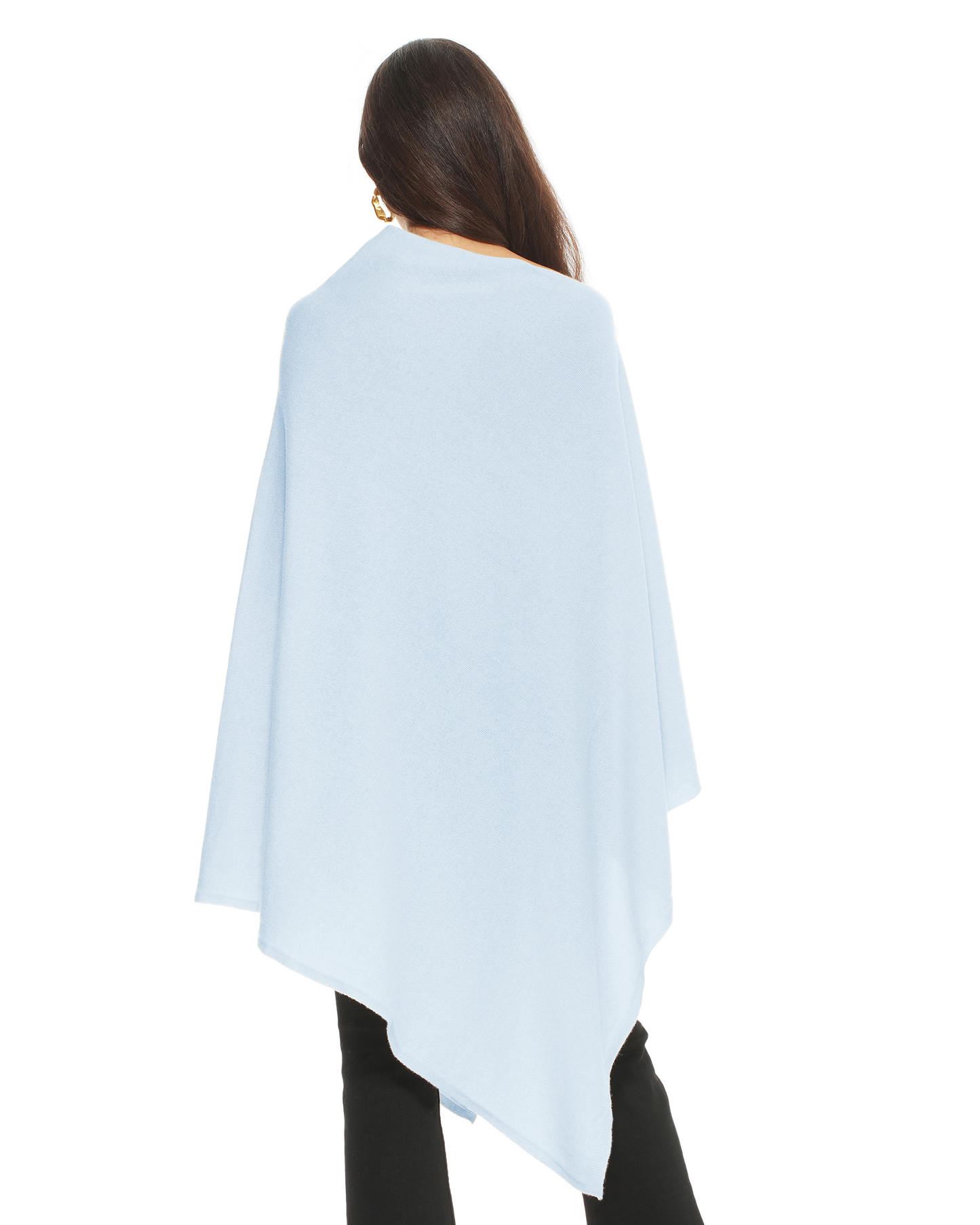 Women's Pure Cashmere Long Poncho Baby Blue