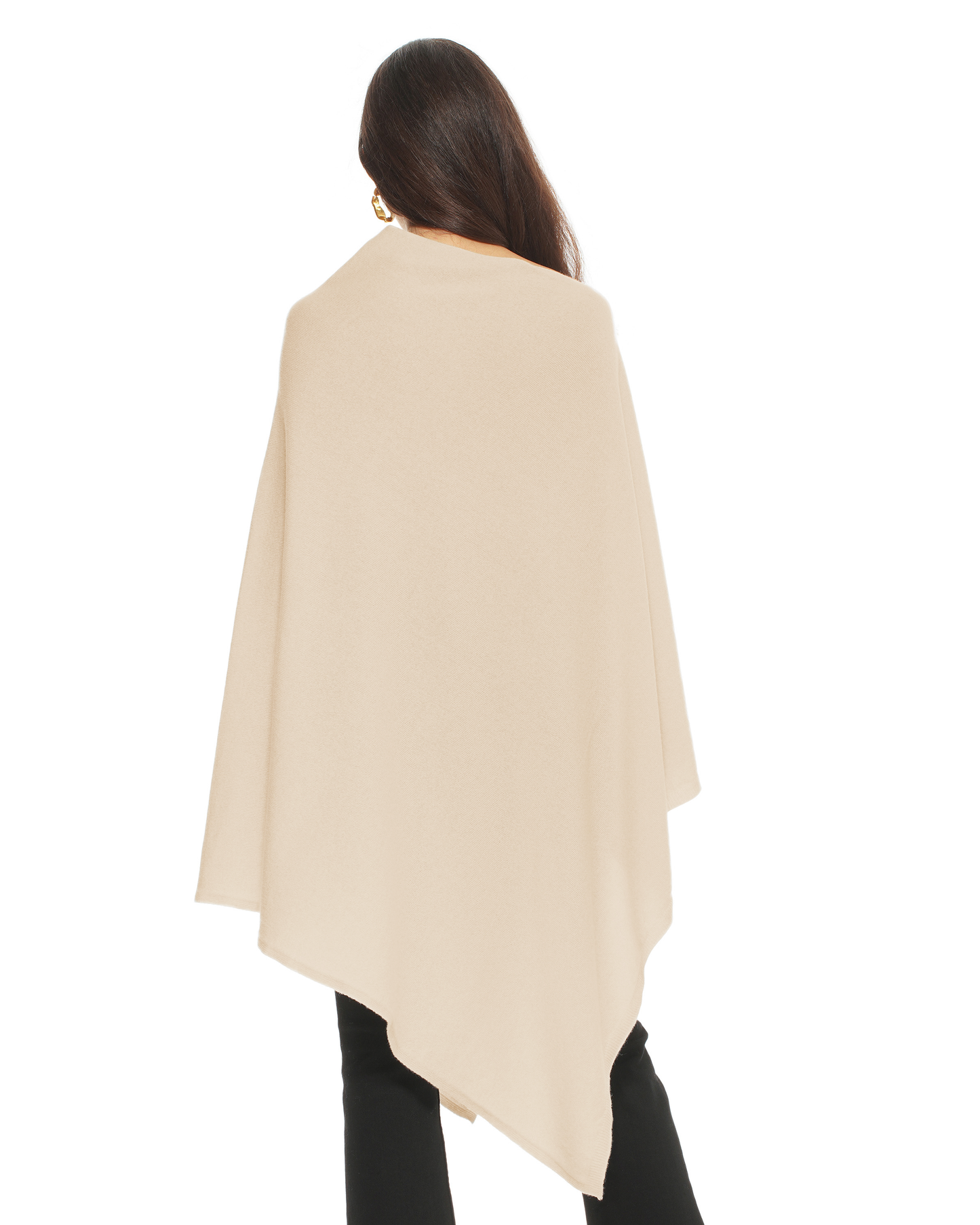 Women's Pure Cashmere Long Poncho Beige
