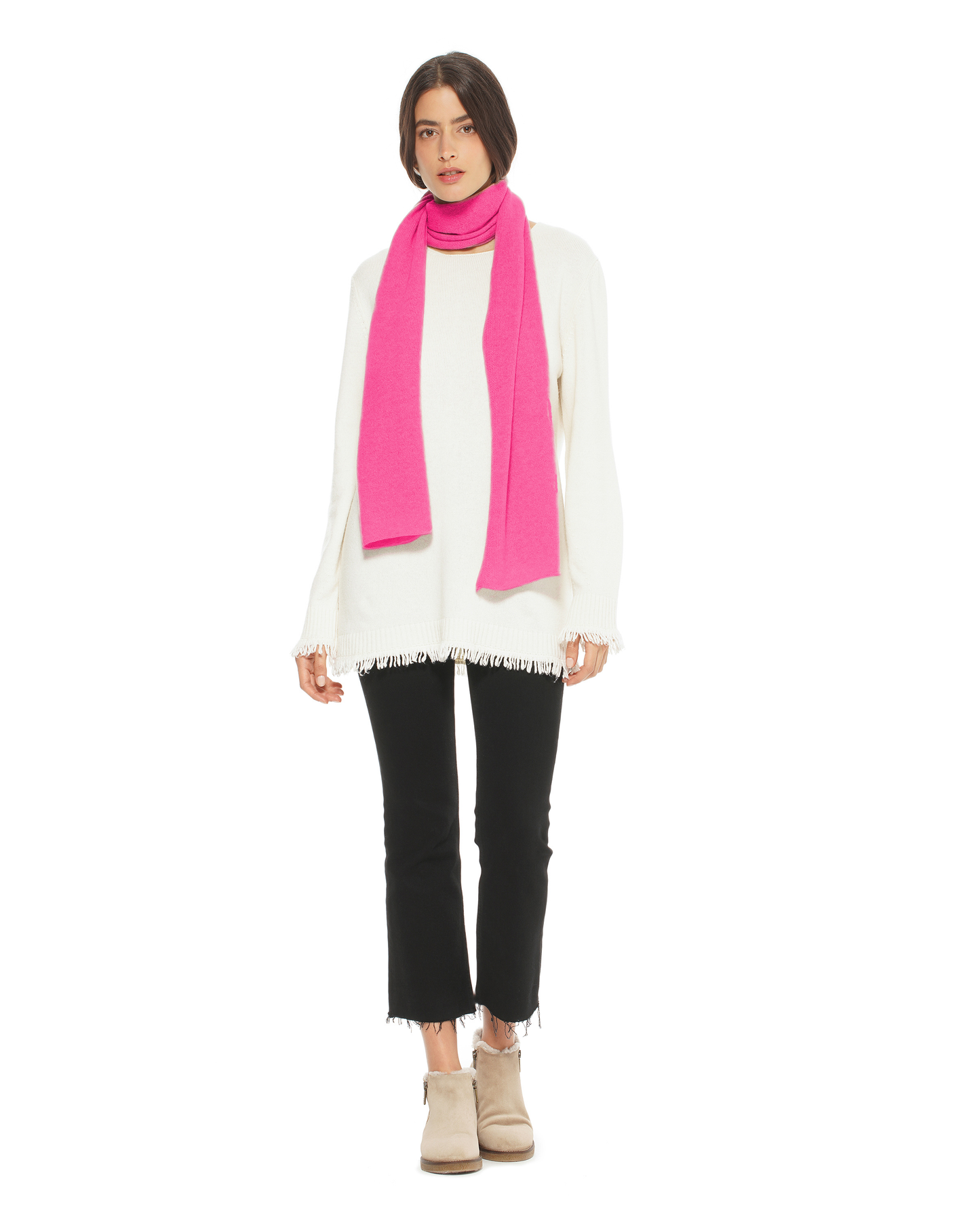 Women's Essential Pure Cashmere Maxi Wide Scarf Fuchsia
