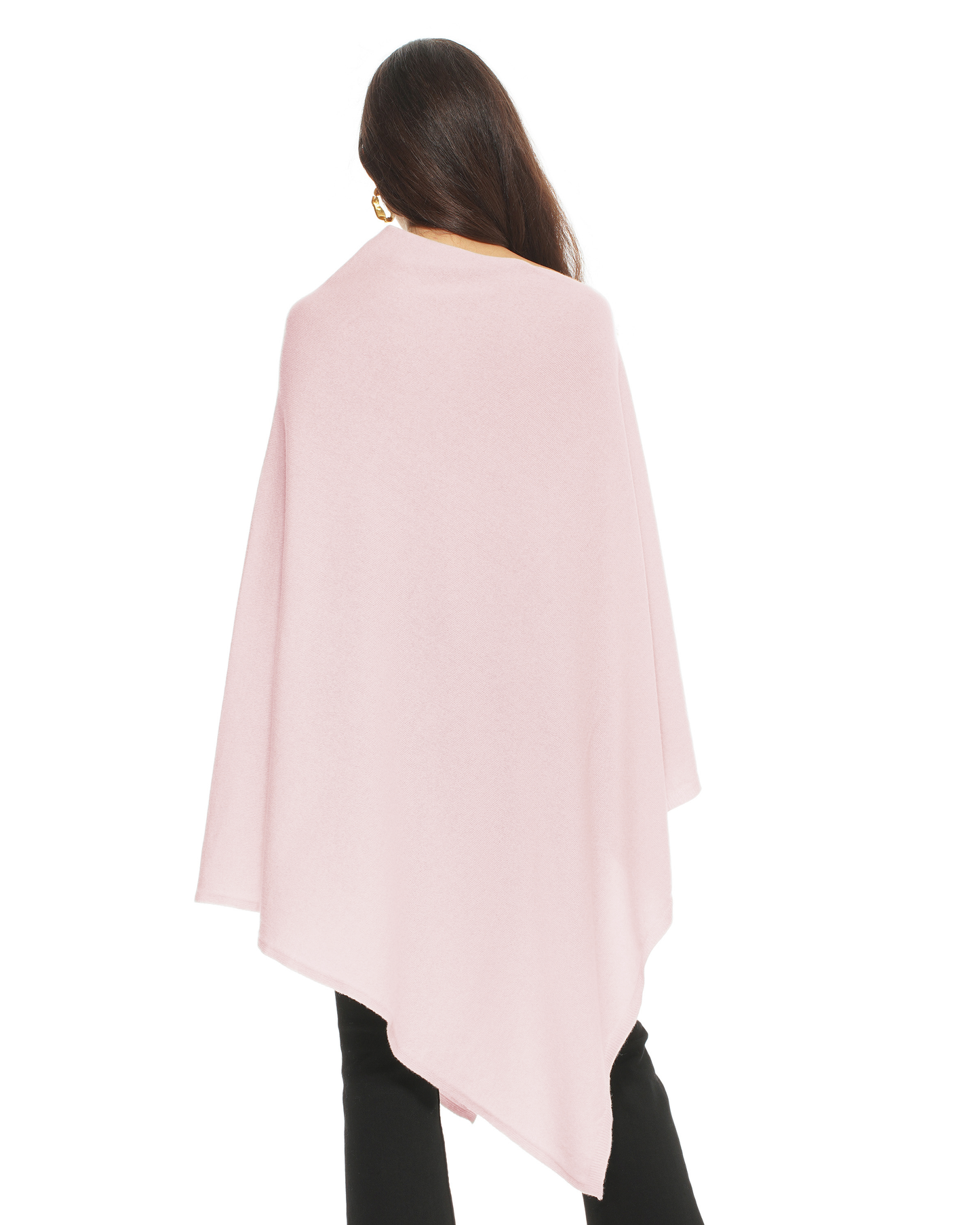 Women's Pure Cashmere Long Poncho Old Rose