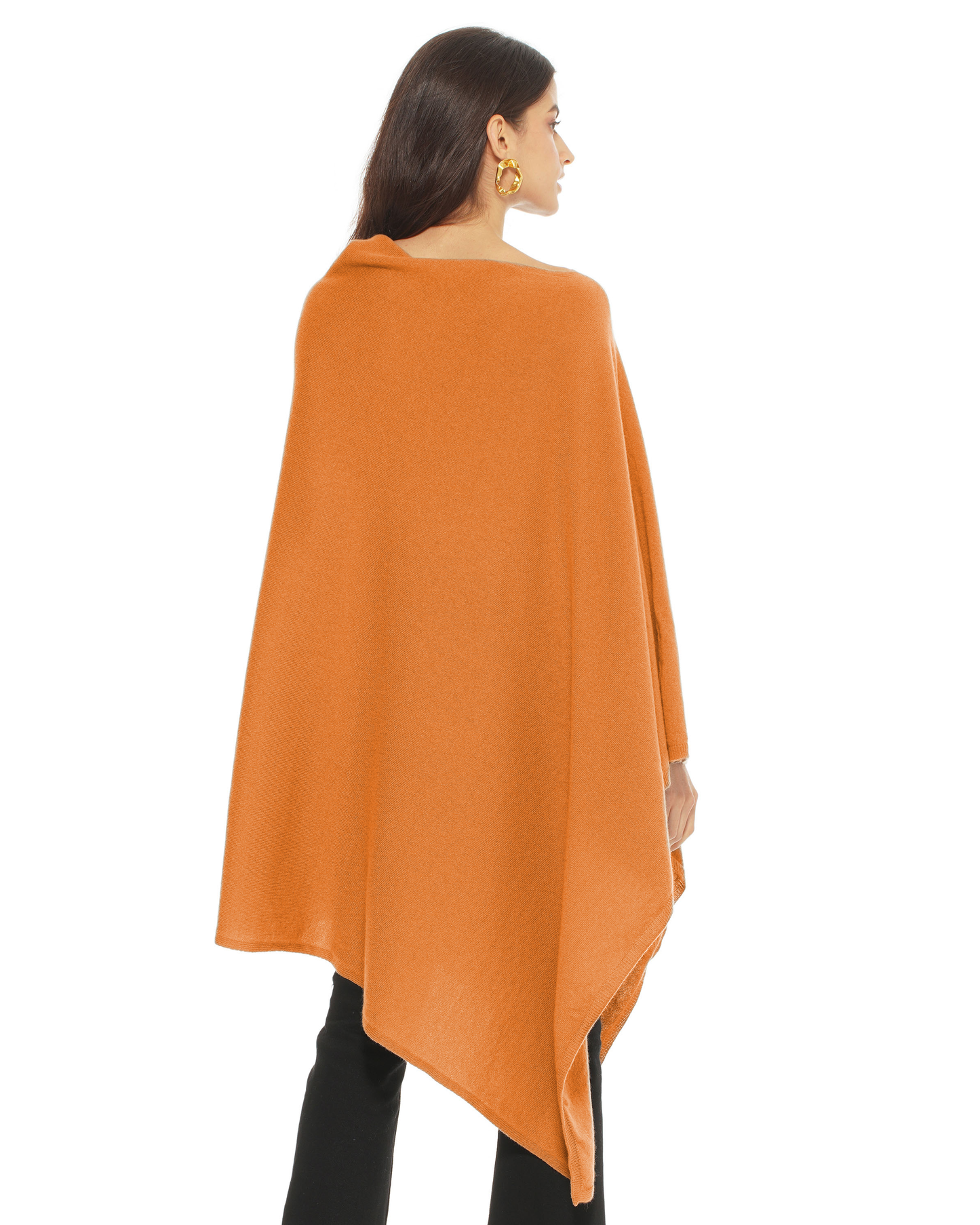 Women's Pure Cashmere Long Poncho Saffron
