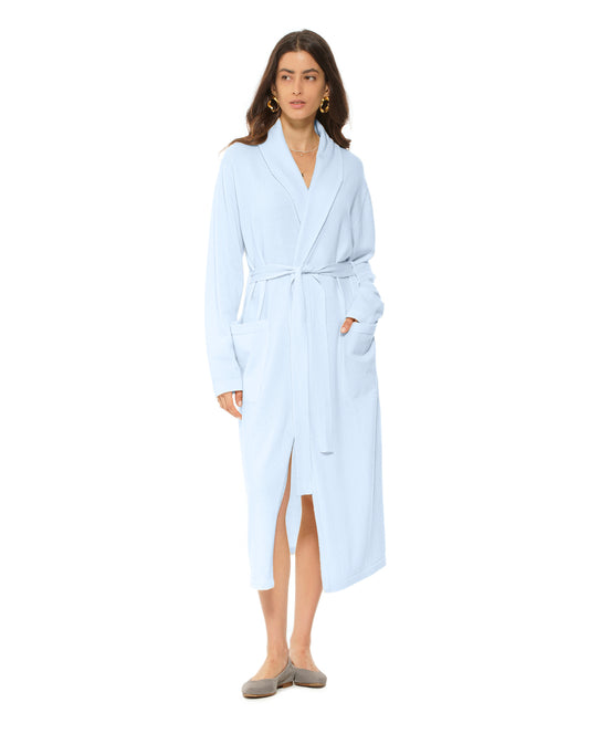 Pure Cashmere Knit Robe Made In Italy Light Pastel Blue 1