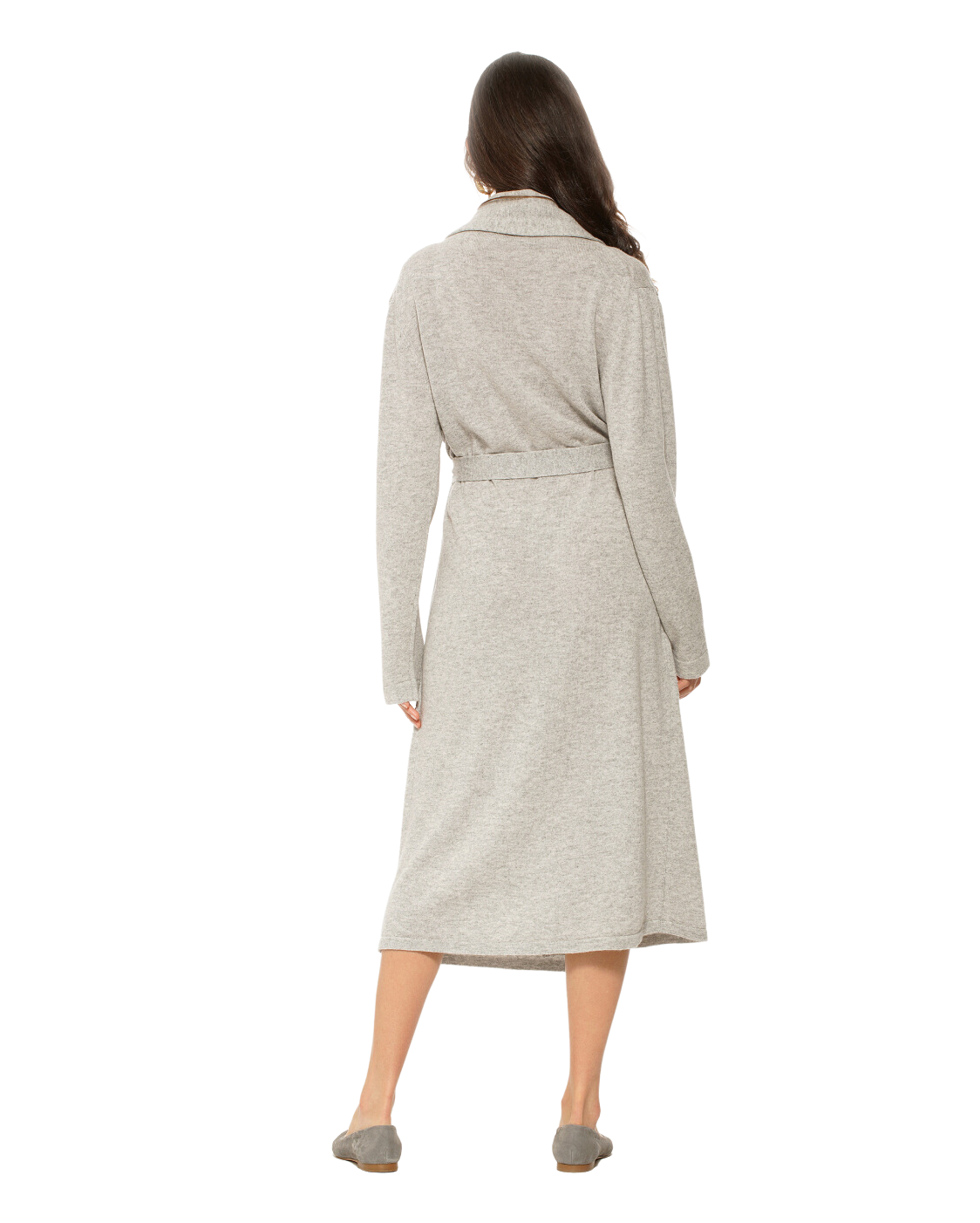 Pure Cashmere Knit Robe Made In Italy Light Gray 4