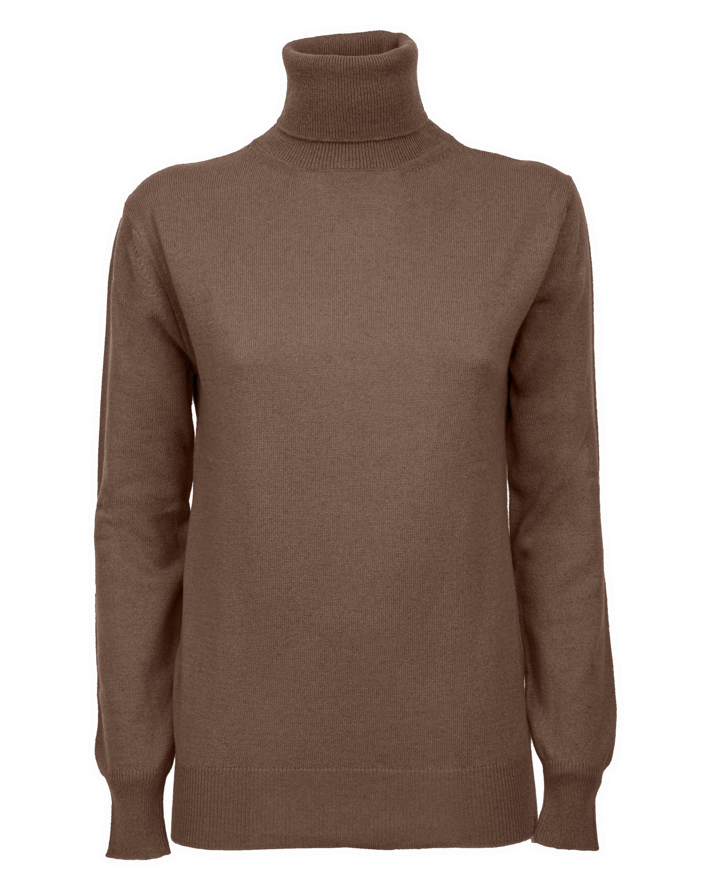 Womens Cashmere Turtleneck Sweater Brown Made In Italy 1