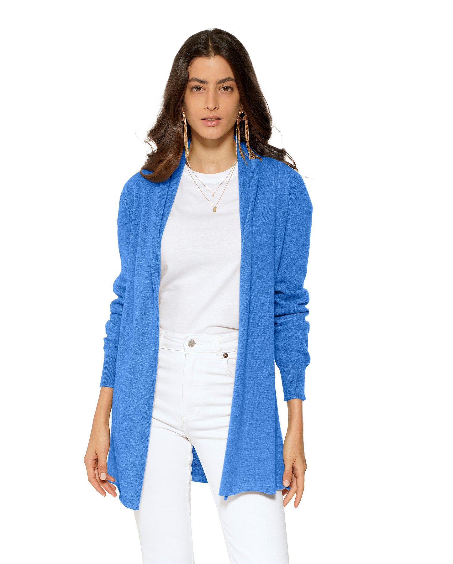 Women's Pure Cashmere Long Open Front Cardigan Jeans