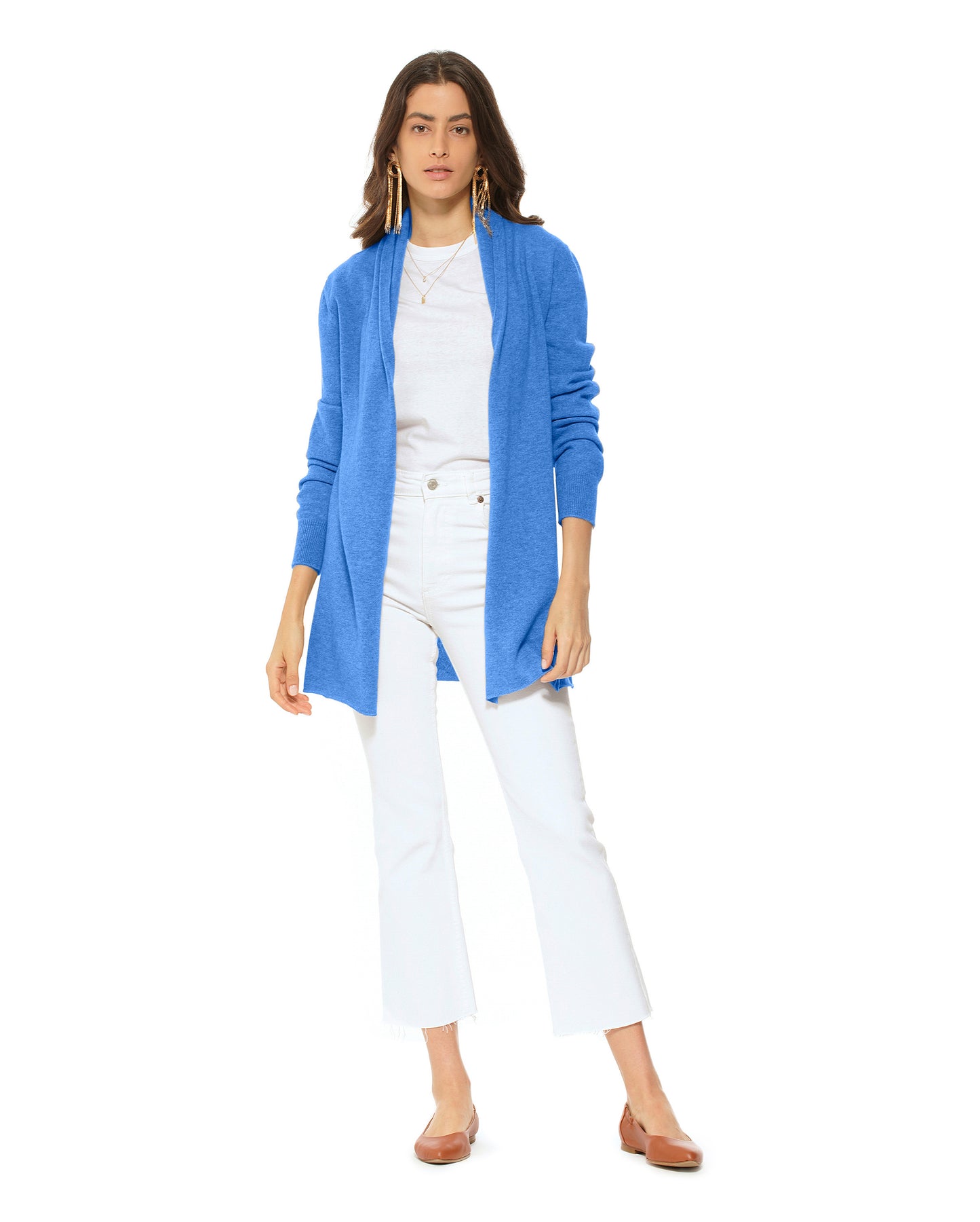 Women's Pure Cashmere Long Open Front Cardigan Jeans