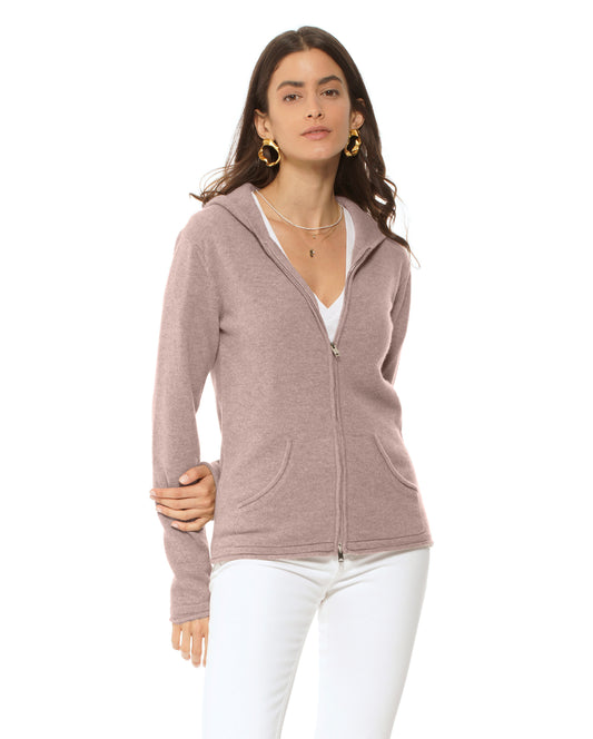 Monticelli Women's Pure Cashmere Hoodie Sweater Beige made In Italy 0