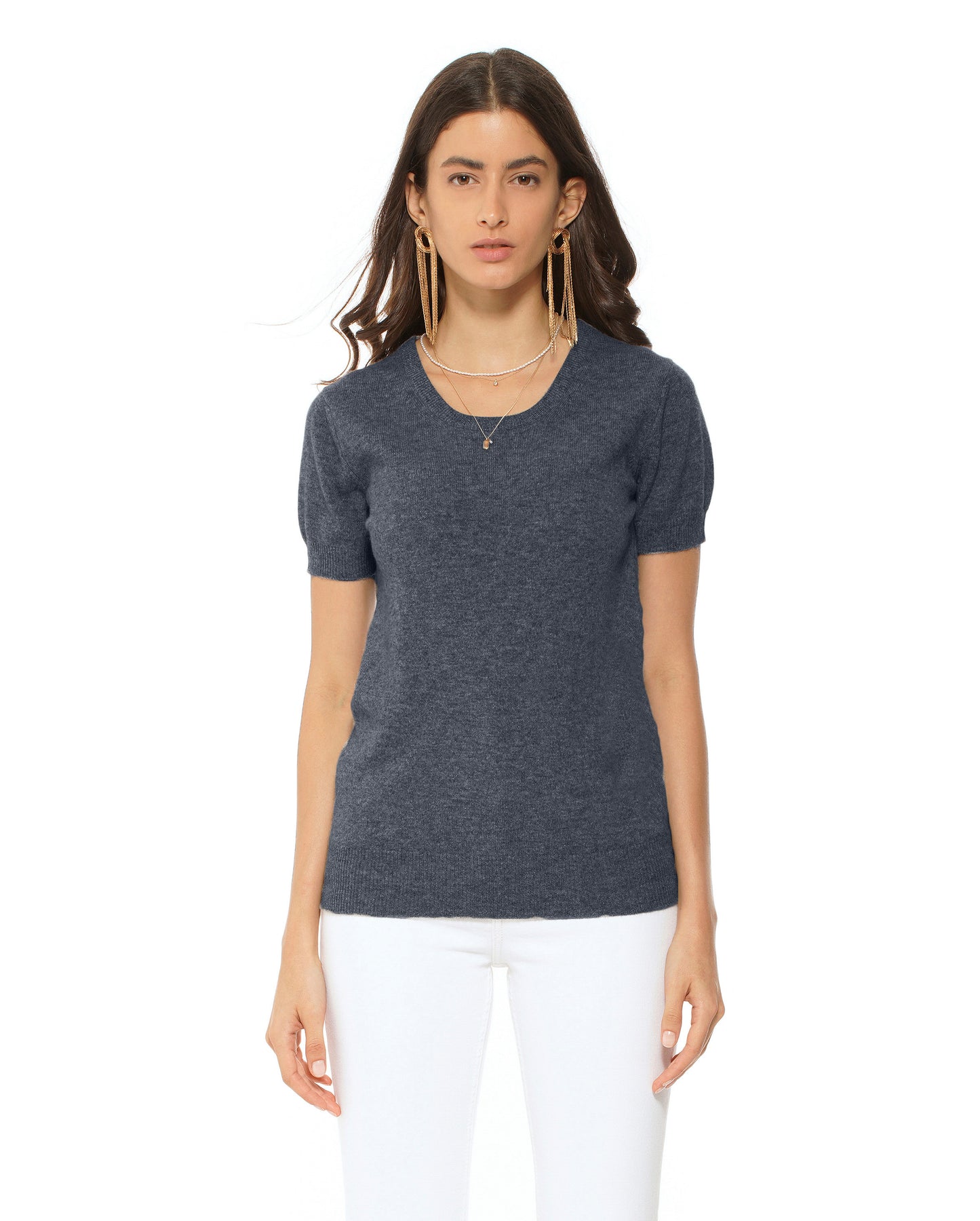 Women's Pure Cashmere T-Shirt Charcoal