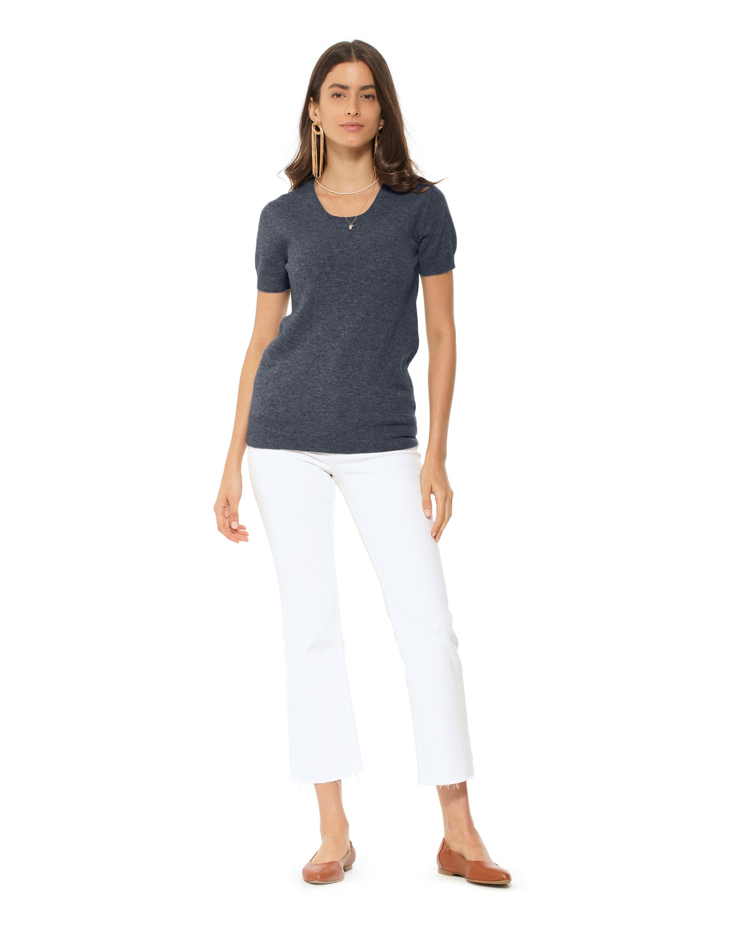 Women's Pure Cashmere T-Shirt Charcoal