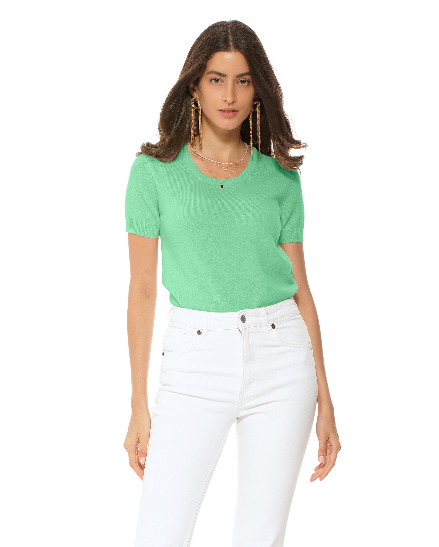 Women's Pure Cashmere T-Shirt Kiwi
