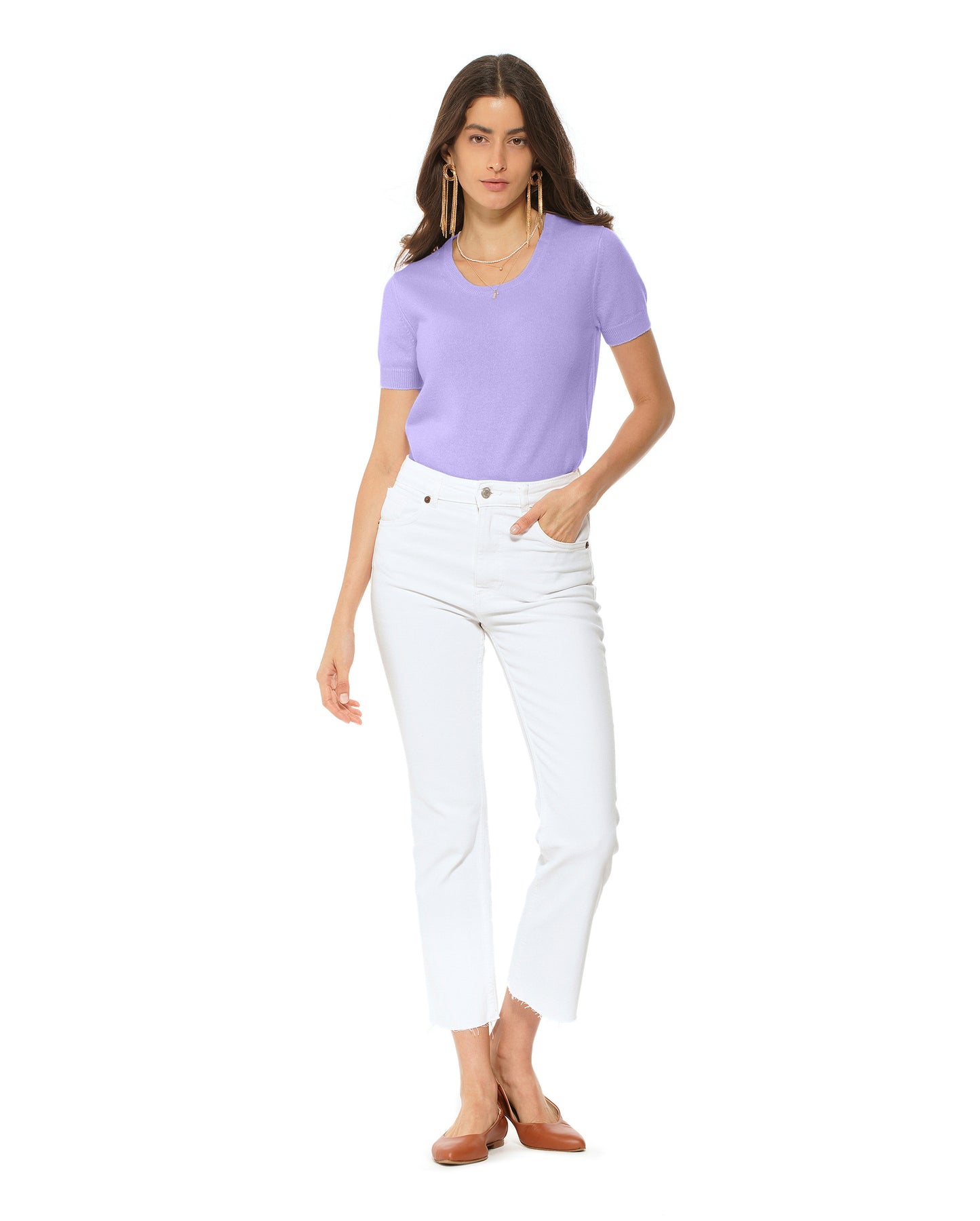 Women's Pure Cashmere T-Shirt Lavender