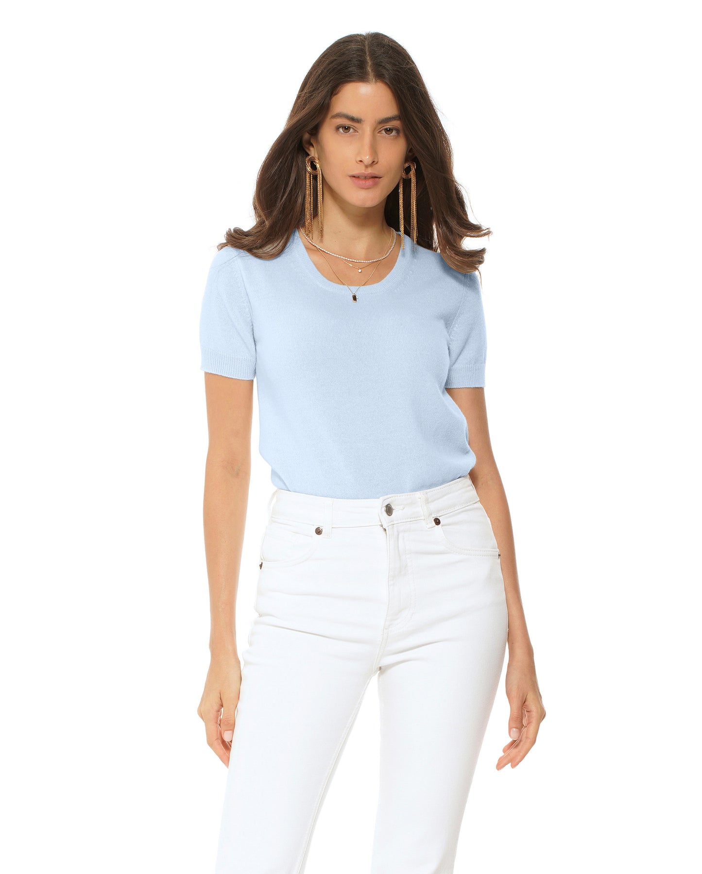 Women's Pure Cashmere T-Shirt Pastel Blue