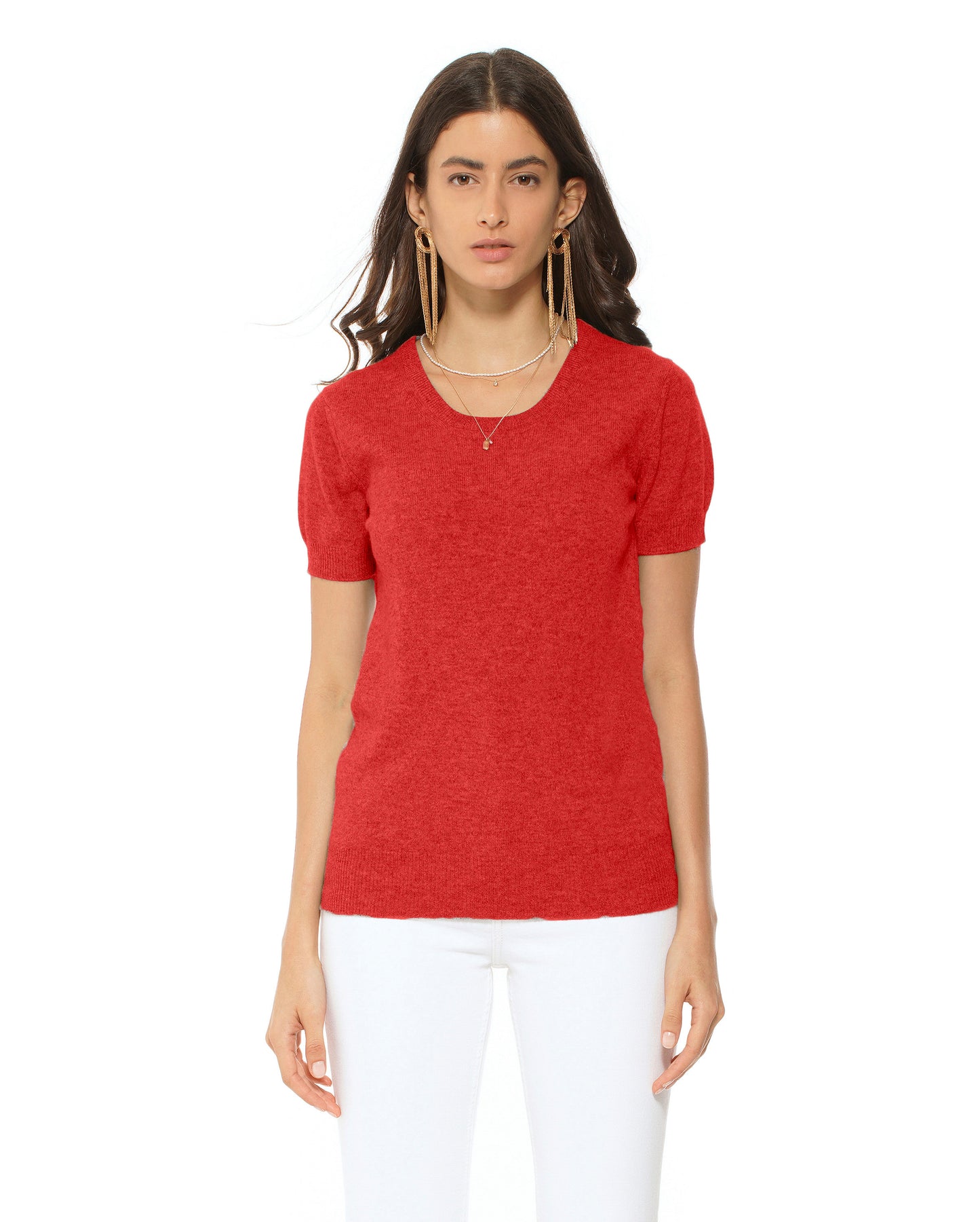 Monticelli Women's Pure Cashmere T-Shirt Red 1