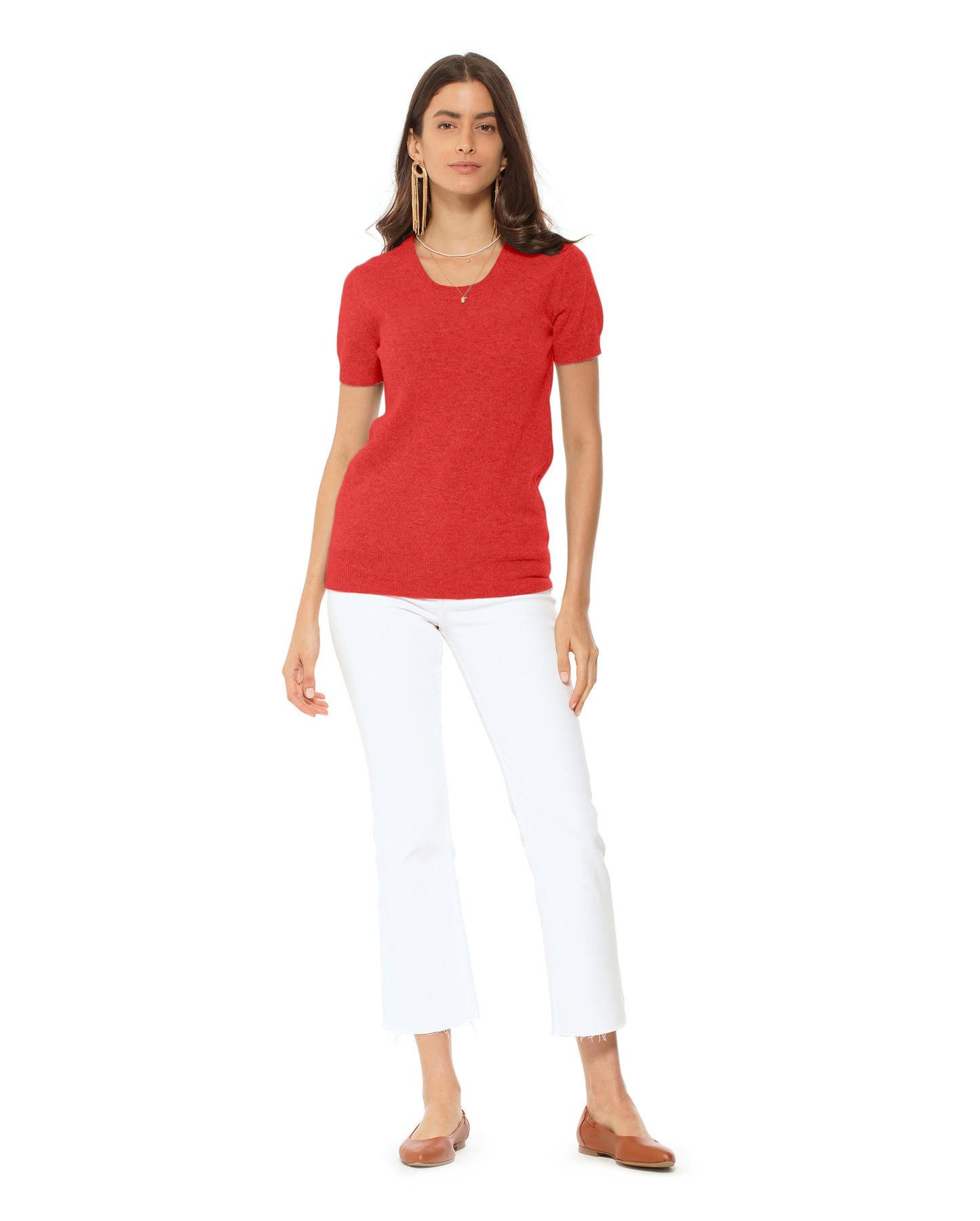 Monticelli Women's Pure Cashmere T-Shirt Red 2