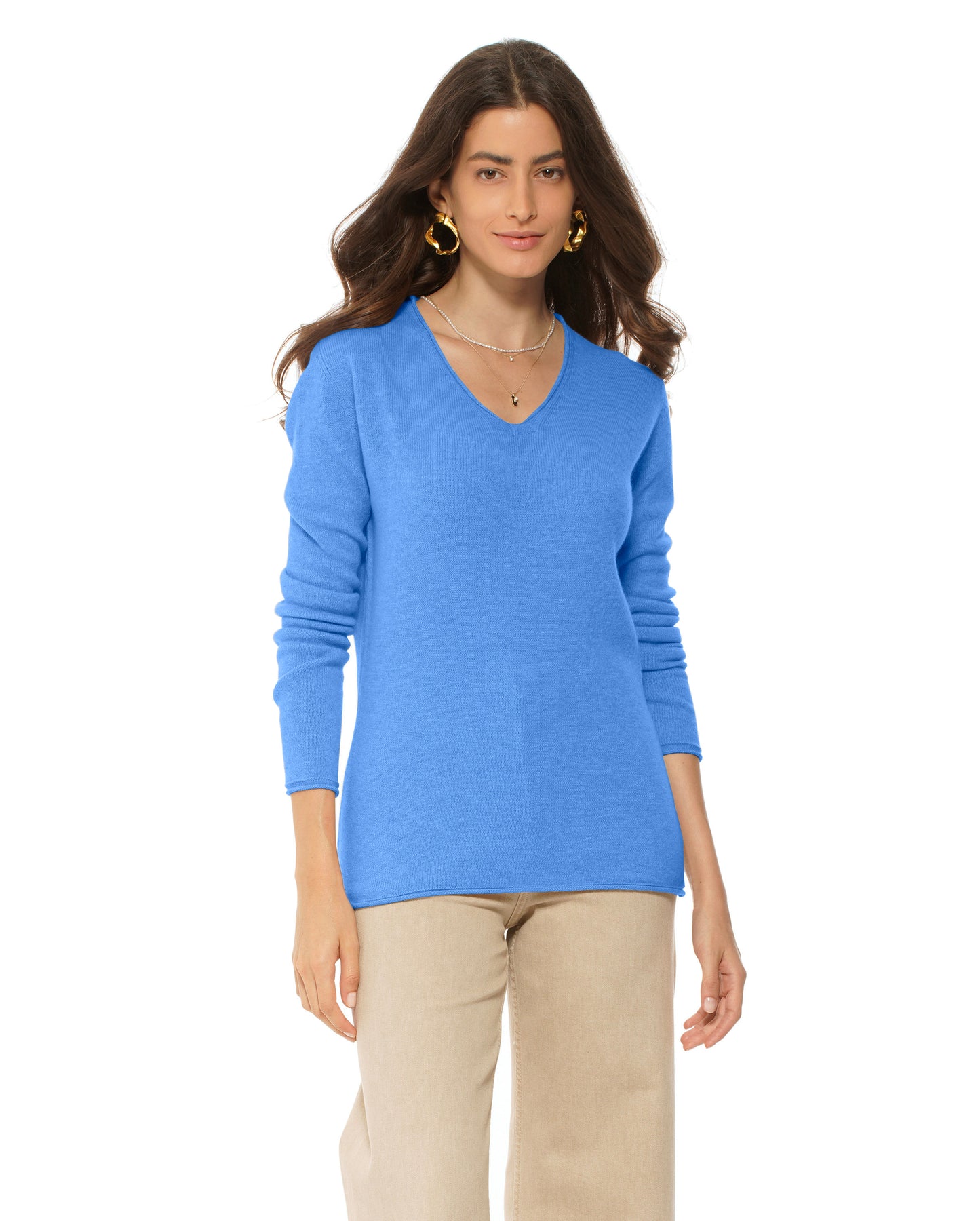 Women's Ultra-Light Cashmere V-Neck Sweater Jeans
