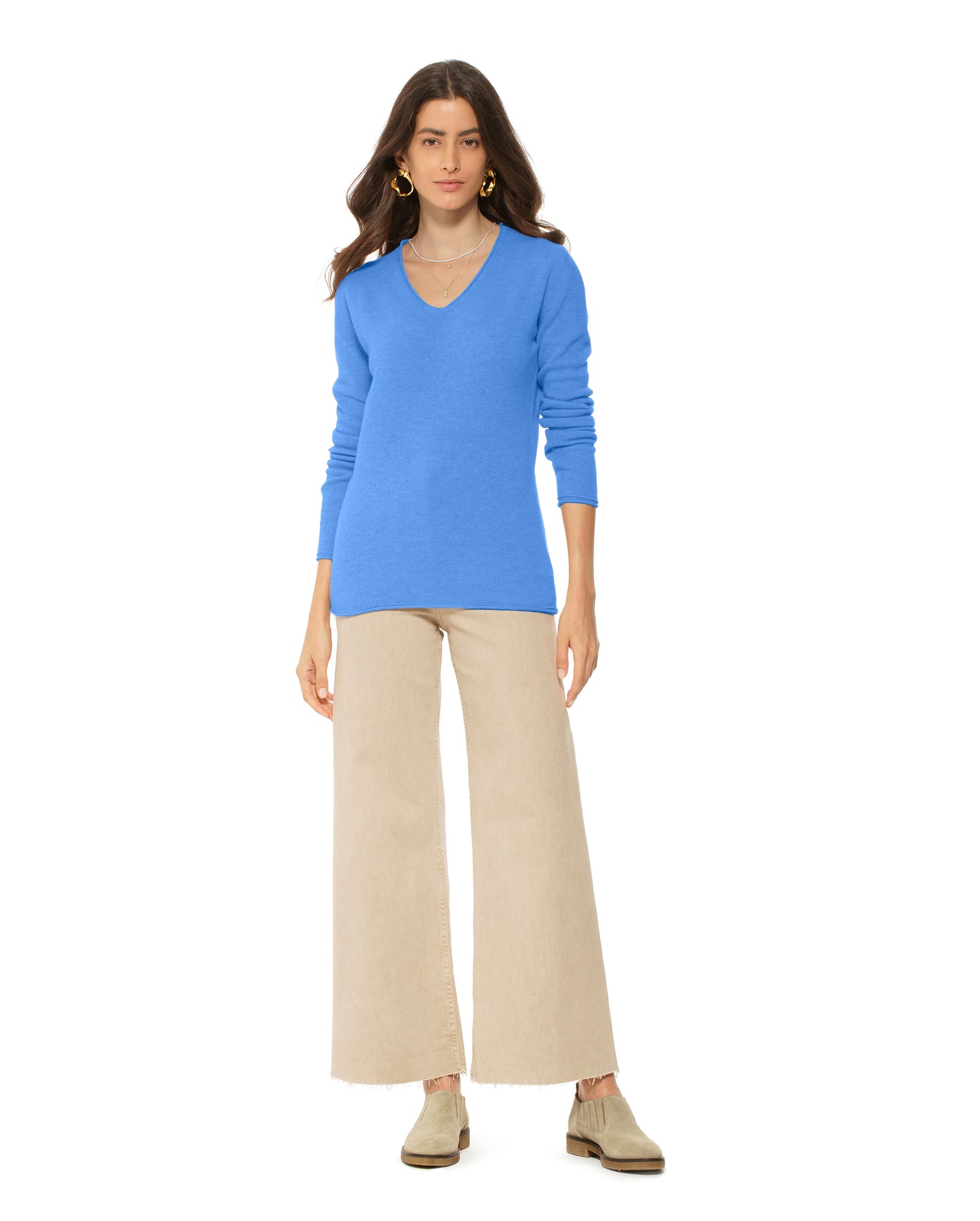 Women's Ultra-Light Cashmere V-Neck Sweater Jeans