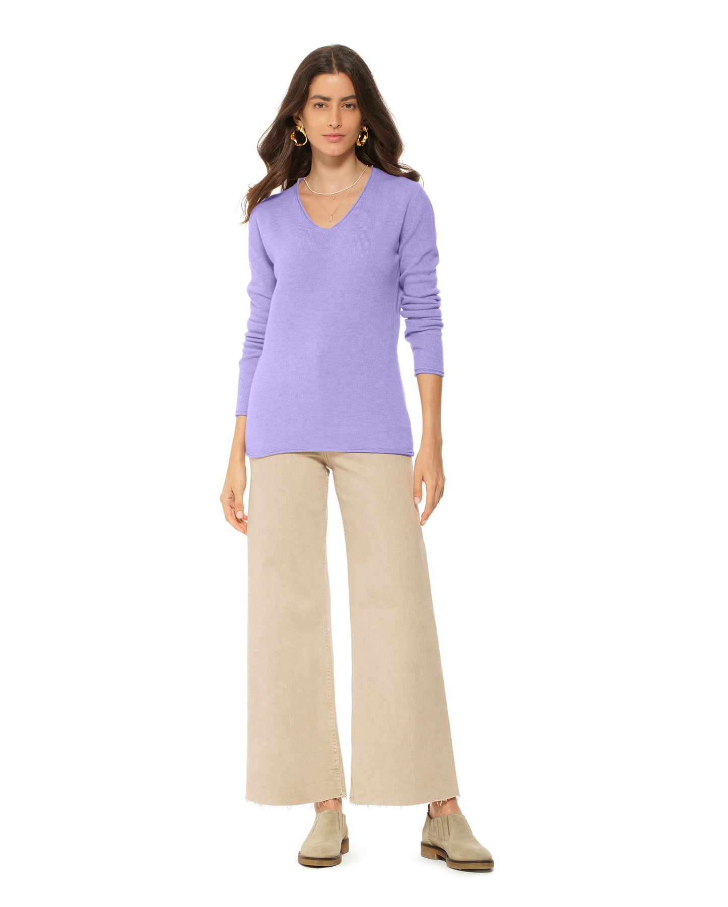 Women's Ultra-Light Cashmere V-Neck Sweater Lavender