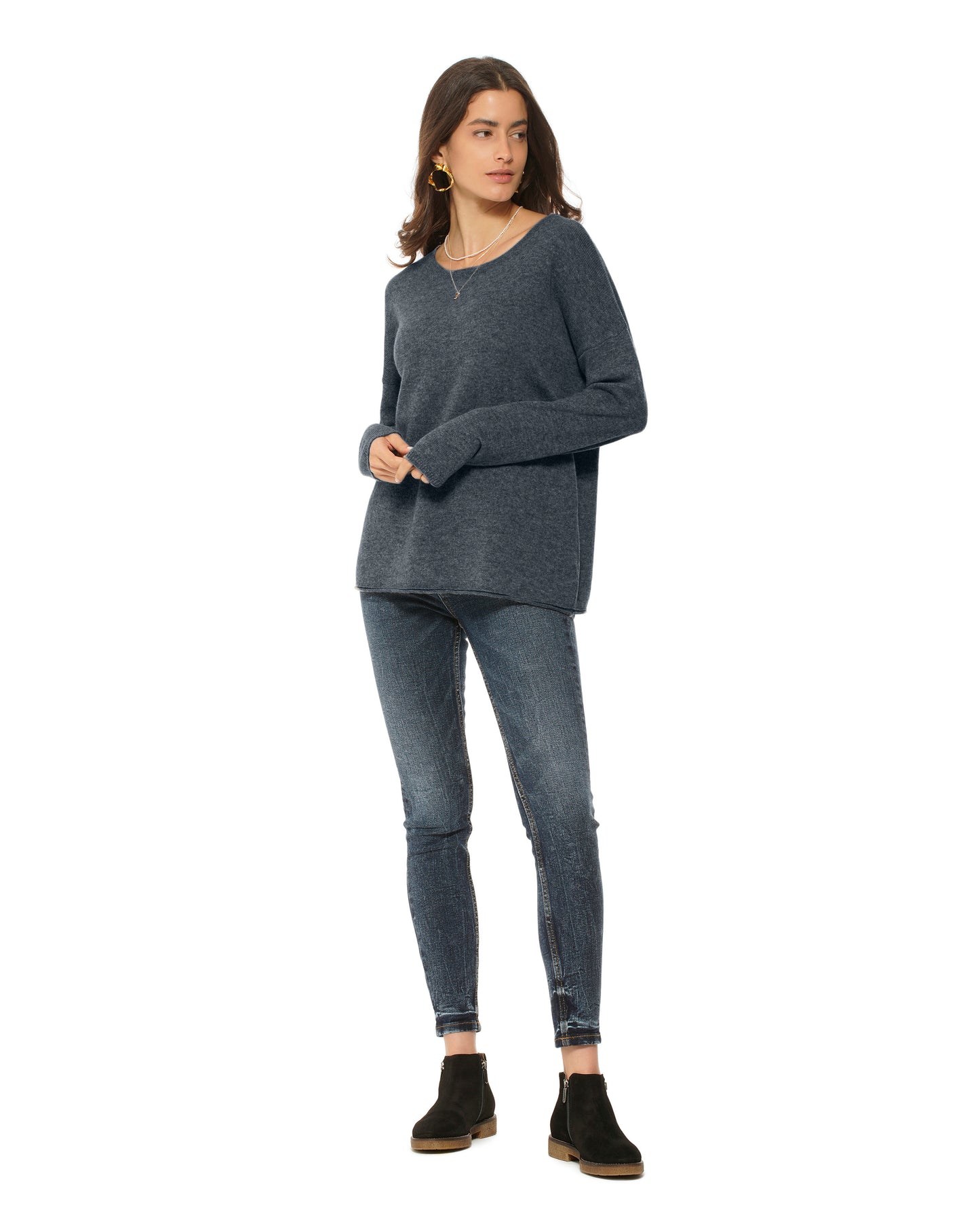 Women's Pure Cashmere Lounge Sweater Charcoal