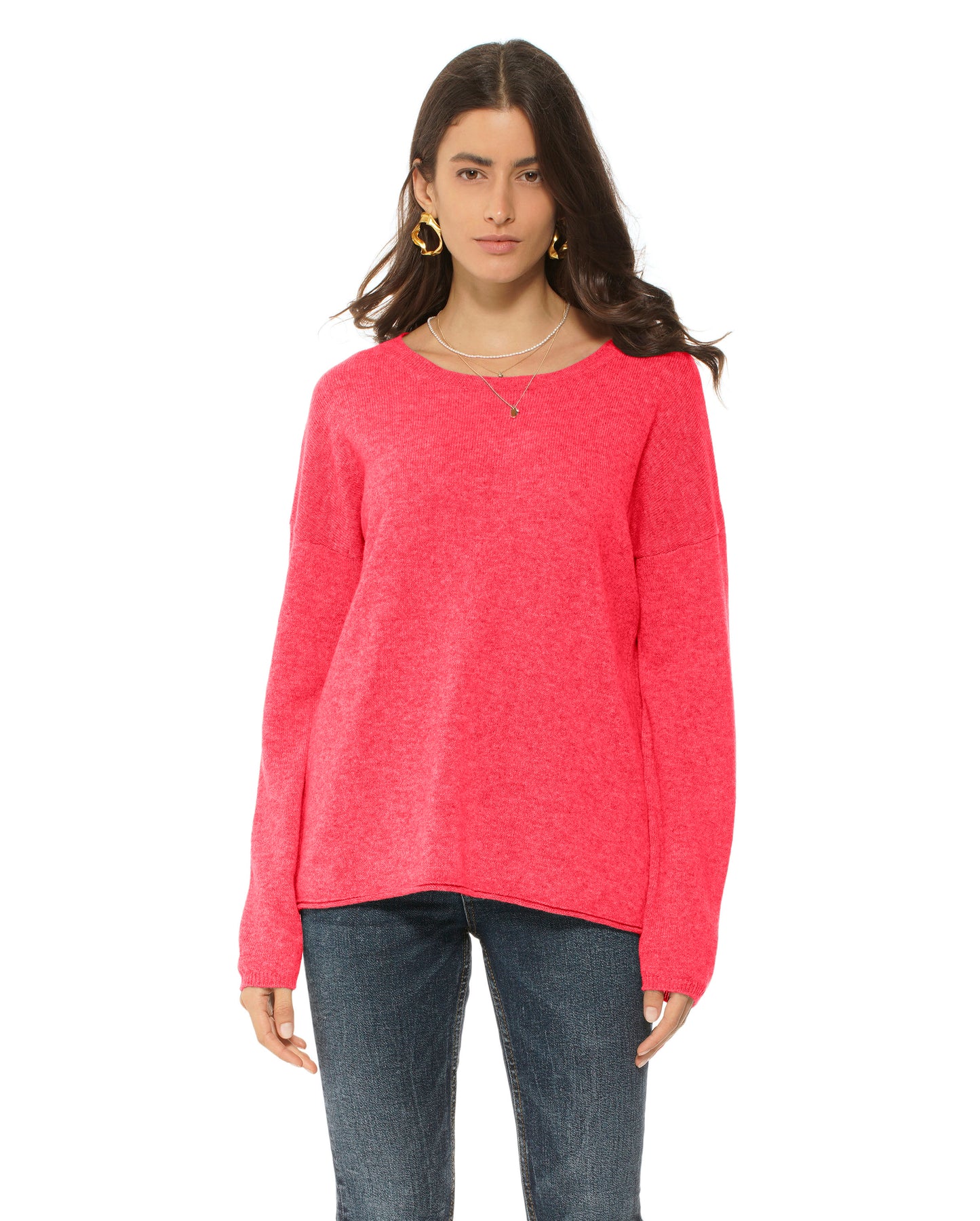 Women's Pure Cashmere Lounge Sweater Coral Red