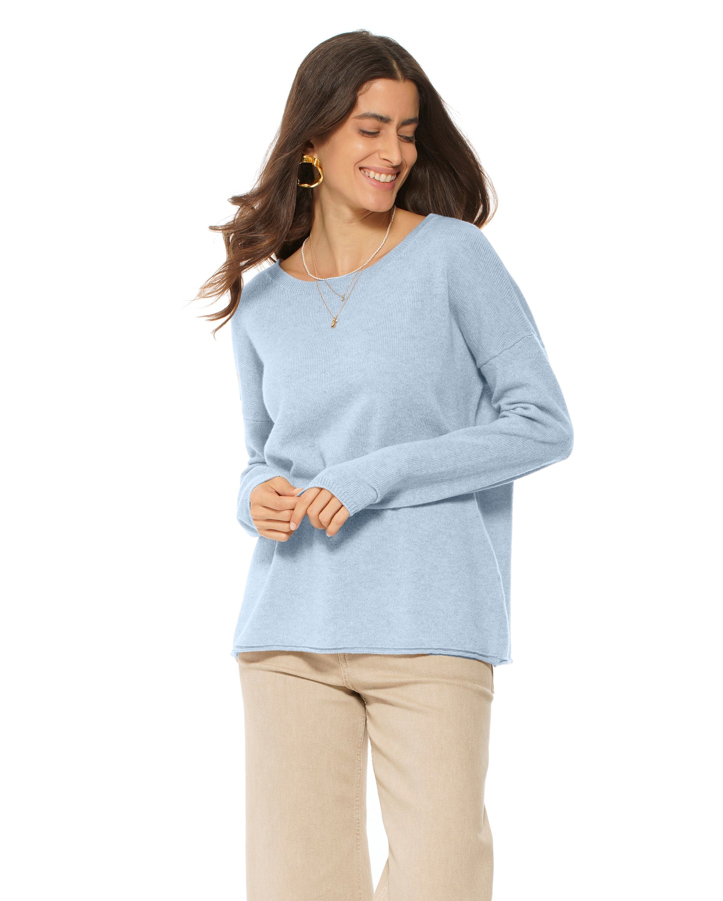 Women's Pure Cashmere Lounge Sweater Pastel Blue