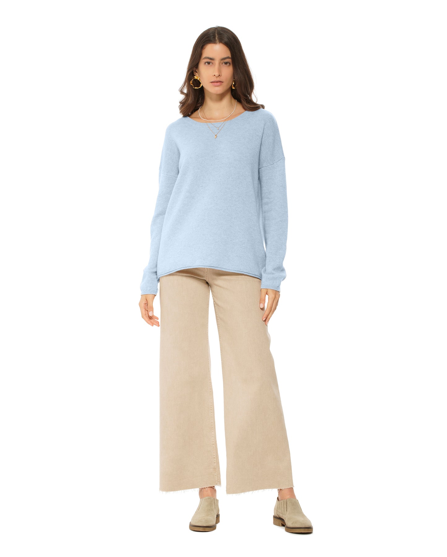 Women's Pure Cashmere Lounge Sweater Pastel Blue