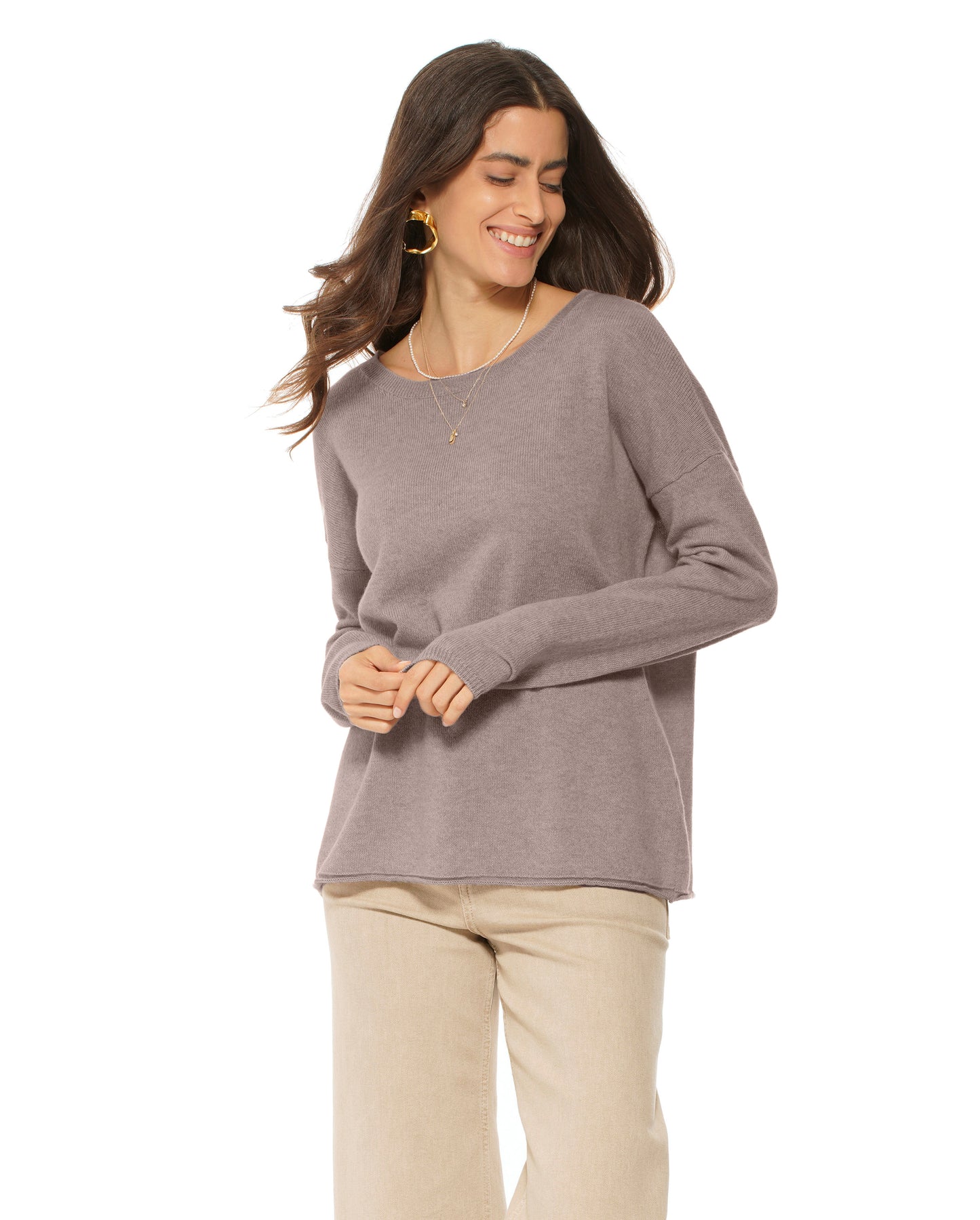 Women's Pure Cashmere Lounge Sweater Taupe