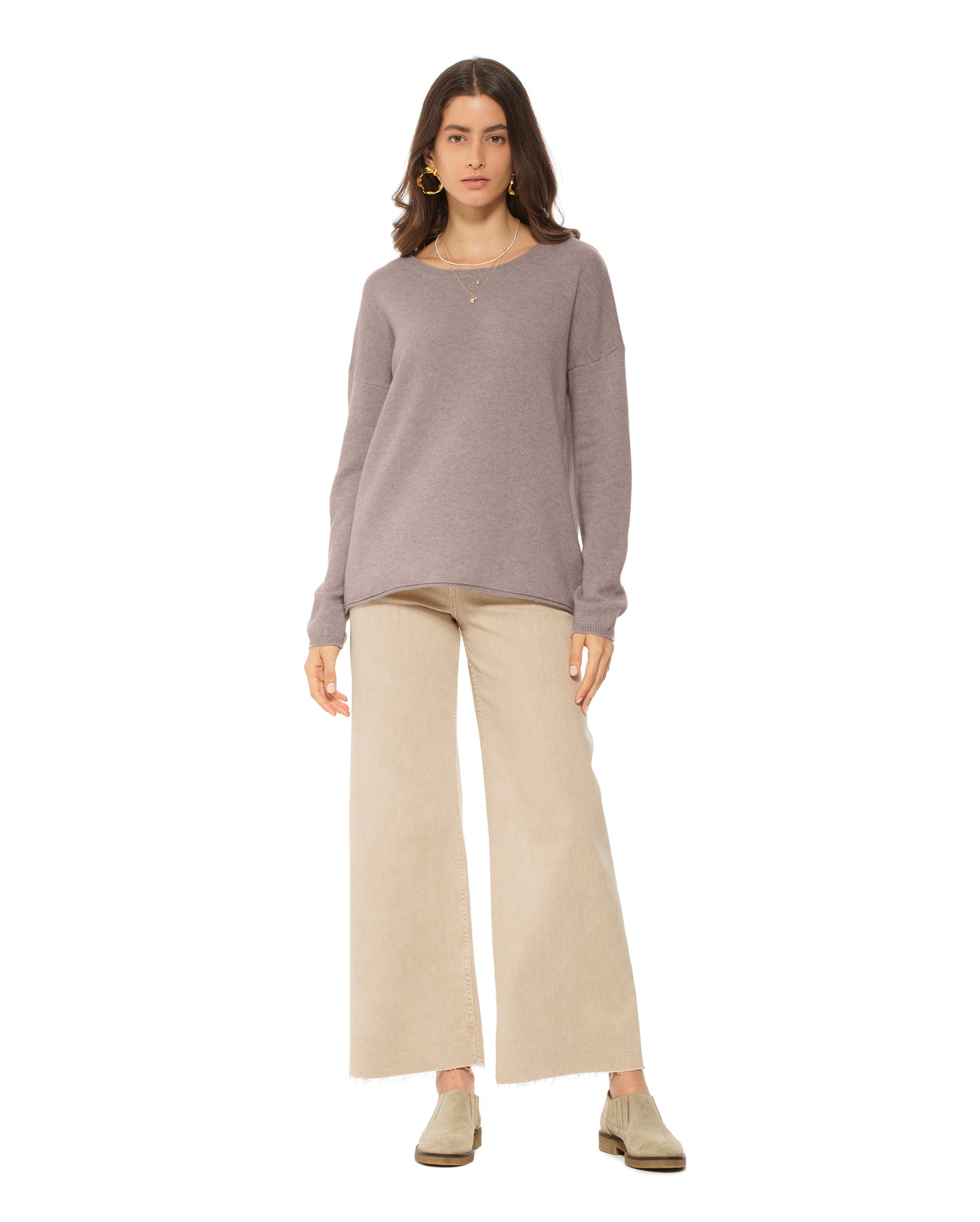Women's Pure Cashmere Lounge Sweater Taupe