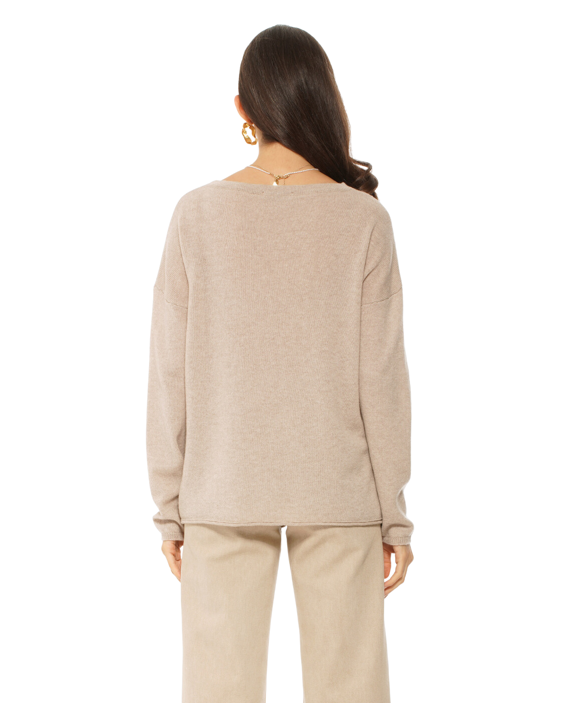 Monticelli Women's Pure Cashmere Lounge Sweater Beige Made In Italy 4