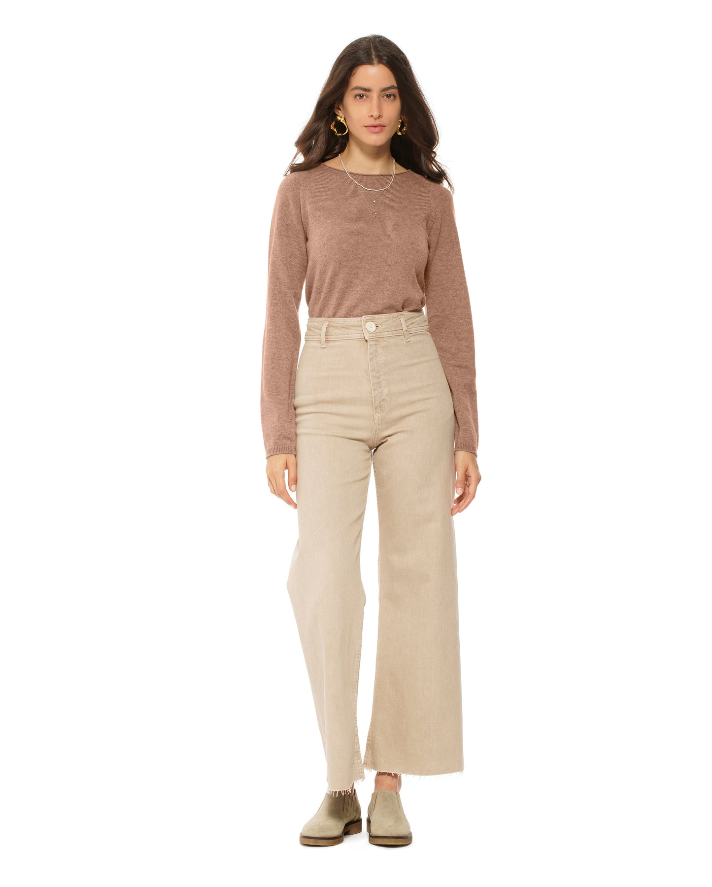 Women's Ultralight Cashmere Raglan Crew Neck Sweater Camel