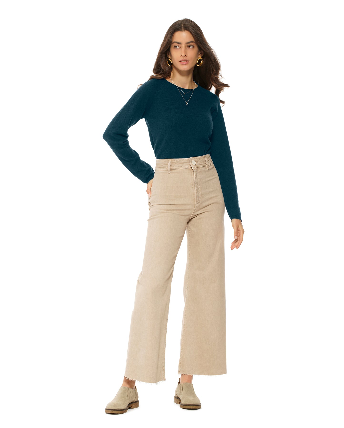 Women's Ultralight Cashmere Raglan Crew Neck Sweater Forest Green